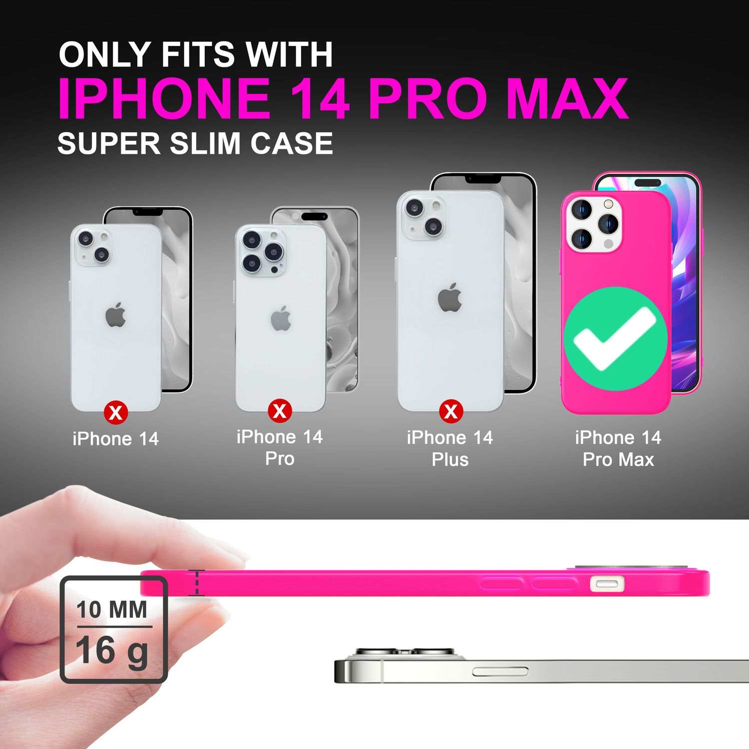 Hülle für iPhone 14 Pro Max - Bunte Neon Silikon Handyhülle Samtig Weich Cover Pink NALIA Protective Hülle