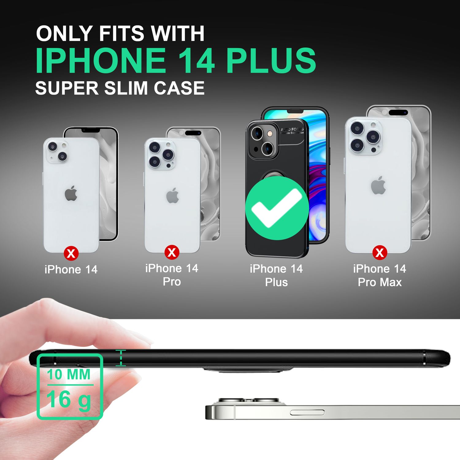 Hülle für iPhone 14 Plus - Matt Schwarz Ring Handyhülle Aufsteller Ständer Cover Schwarz NALIA Protective Hülle