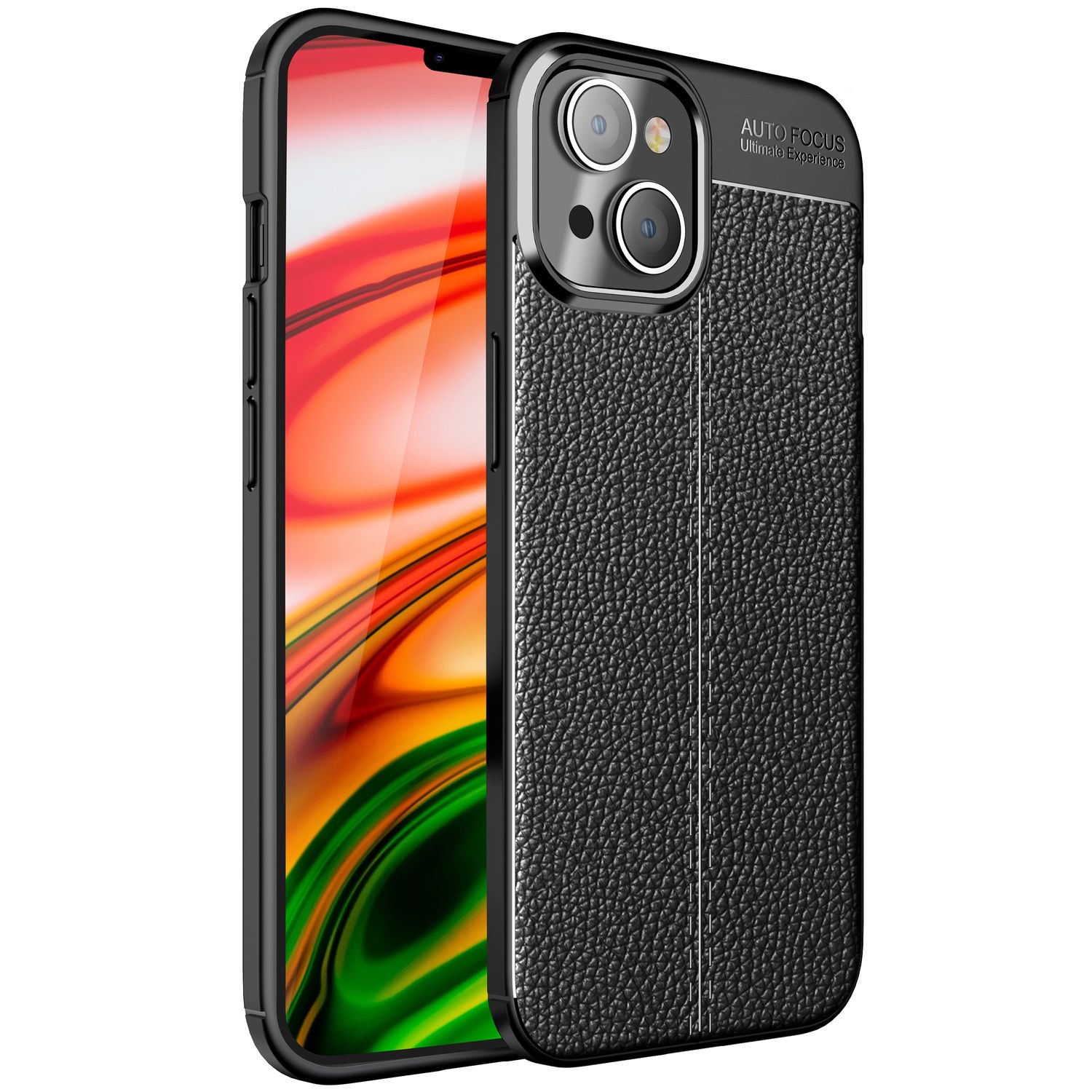Hülle für iPhone 14 Plus - Leder Look Cover Silikon Handyhülle Anti-Fingerprint