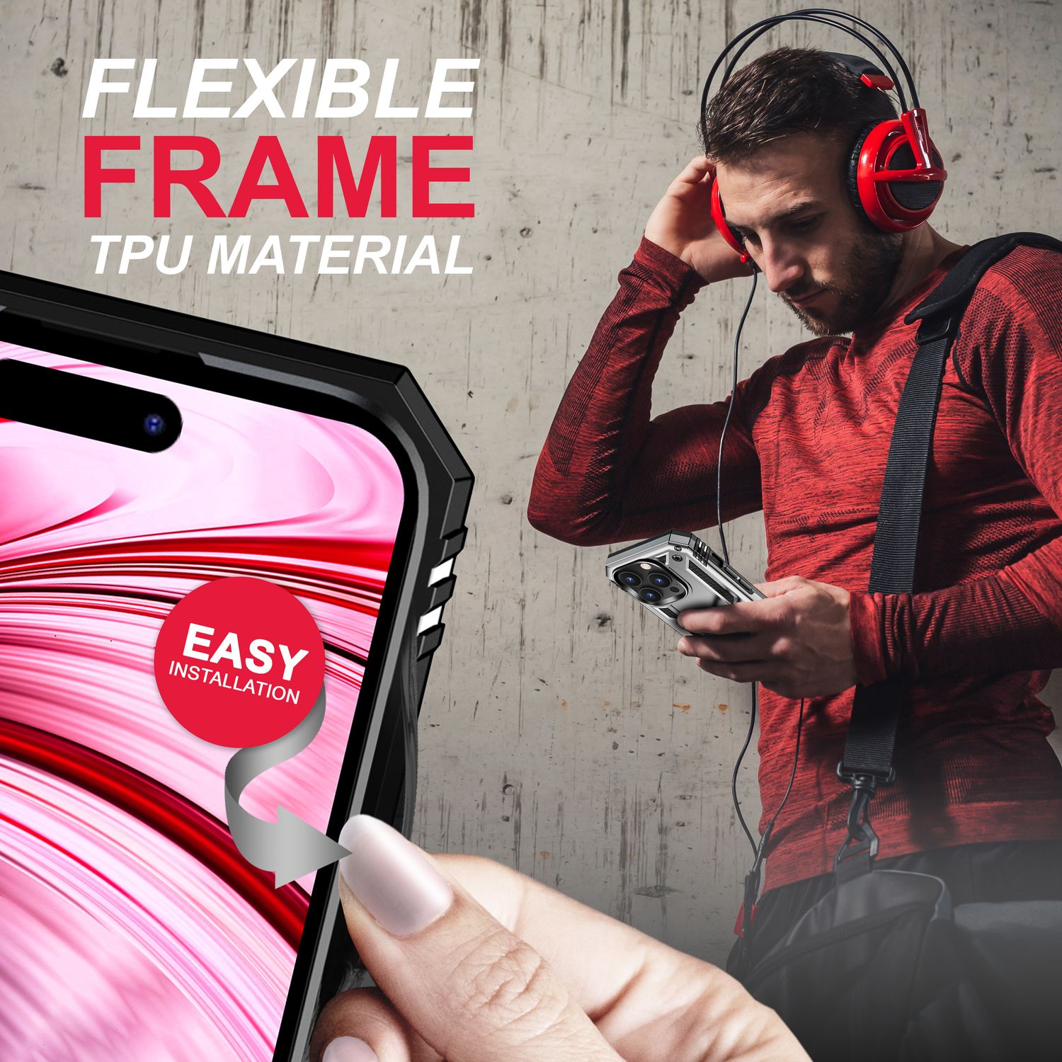 Ring Hülle für iPhone 14 Pro Max - Military Schutz Stoßfest Outdoor Hard Case Silber NALIA Outdoor Hülle