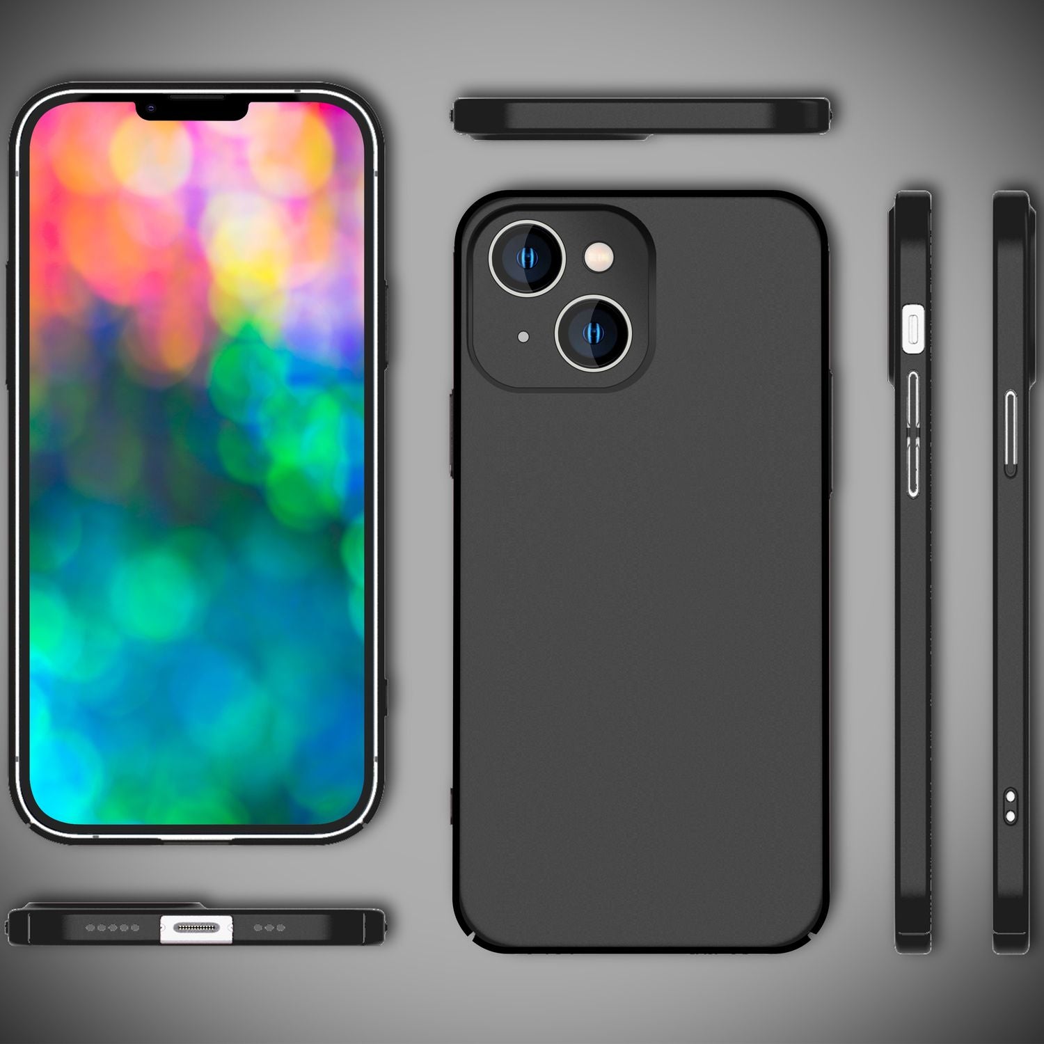 Dünnes Hardcase für iPhone 14, Schutz Hülle 0,5mm Slim Handy Cover Rutschfest Schwarz NALIA SlimFit Hülle