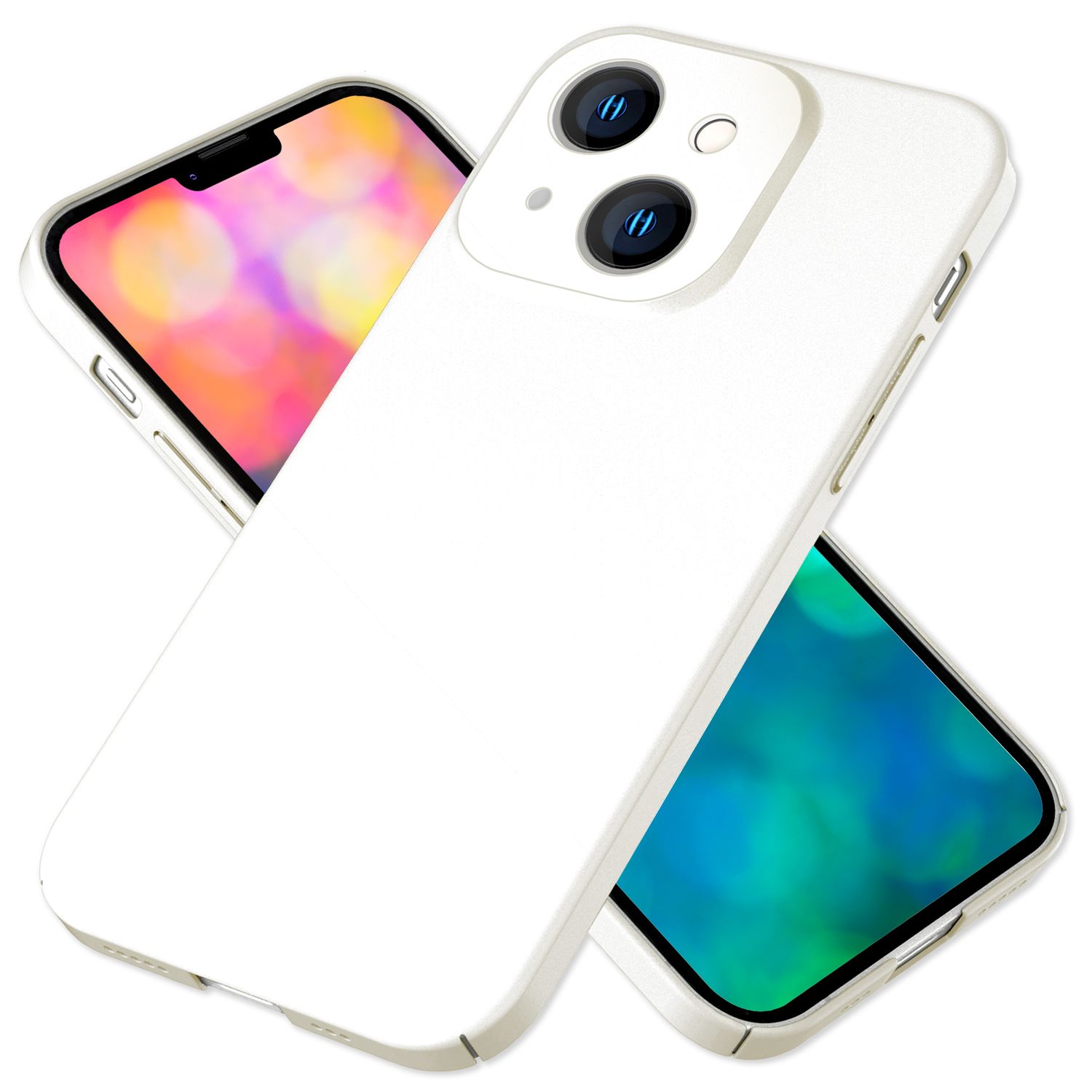 Dünnes Hardcase für iPhone 14, Schutz Hülle 0,5mm Slim Handy Cover Rutschfest Weiß NALIA SlimFit Hülle