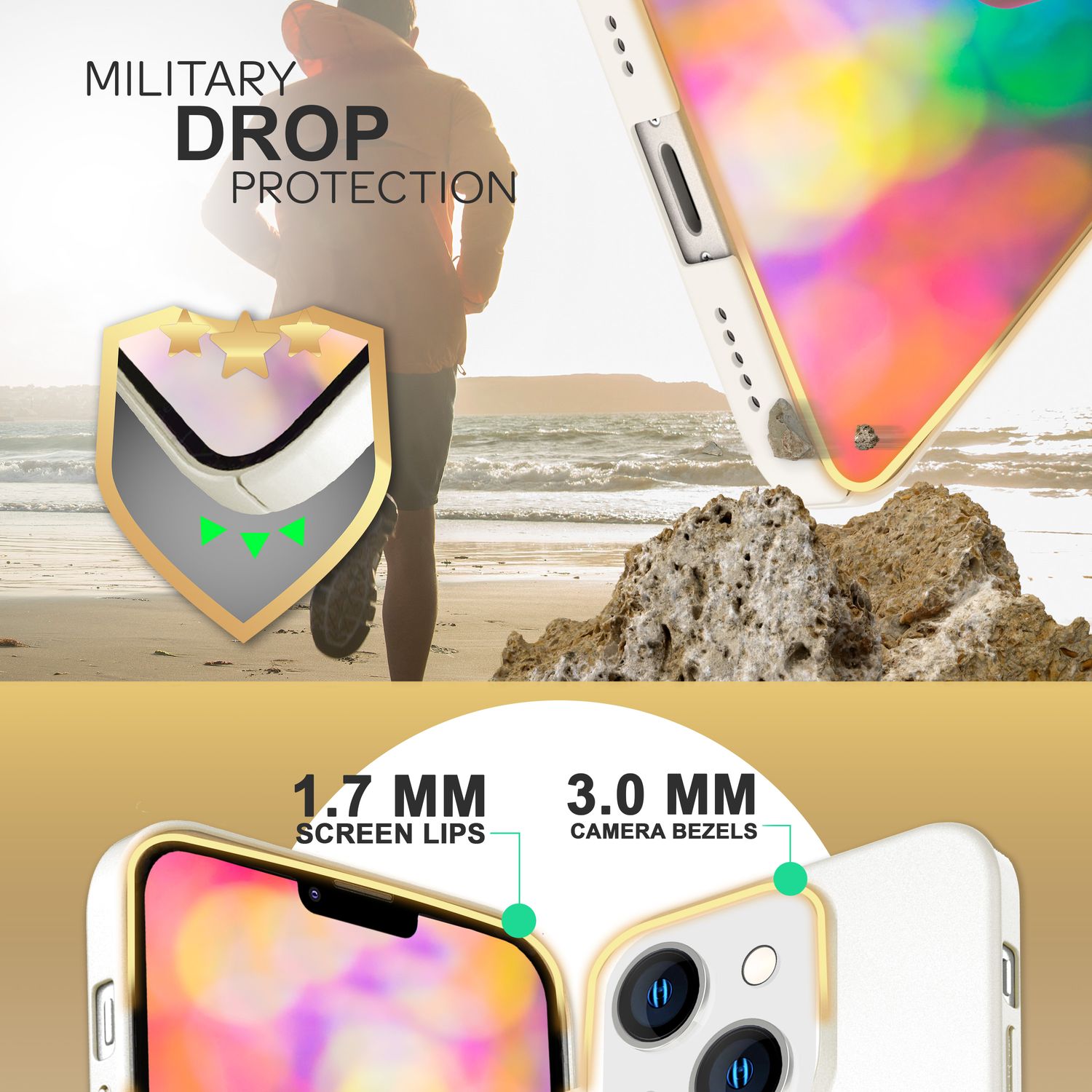 Dünnes Hardcase für iPhone 14, Schutz Hülle 0,5mm Slim Handy Cover Rutschfest Weiß NALIA SlimFit Hülle