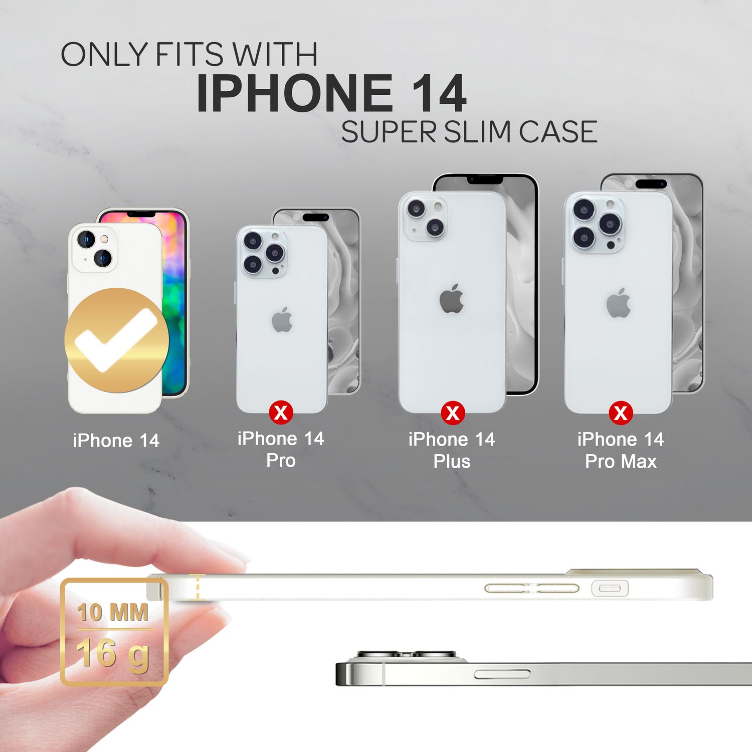 Dünnes Hardcase für iPhone 14, Schutz Hülle 0,5mm Slim Handy Cover Rutschfest Weiß NALIA SlimFit Hülle