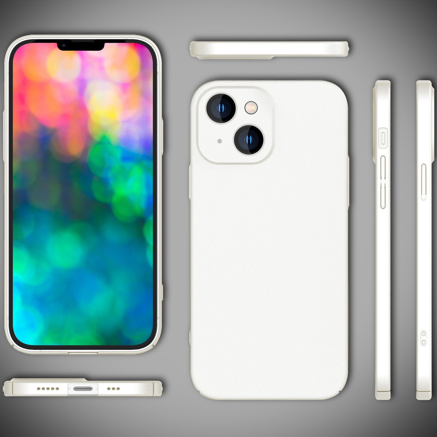 Dünnes Hardcase für iPhone 14, Schutz Hülle 0,5mm Slim Handy Cover Rutschfest Weiß NALIA SlimFit Hülle