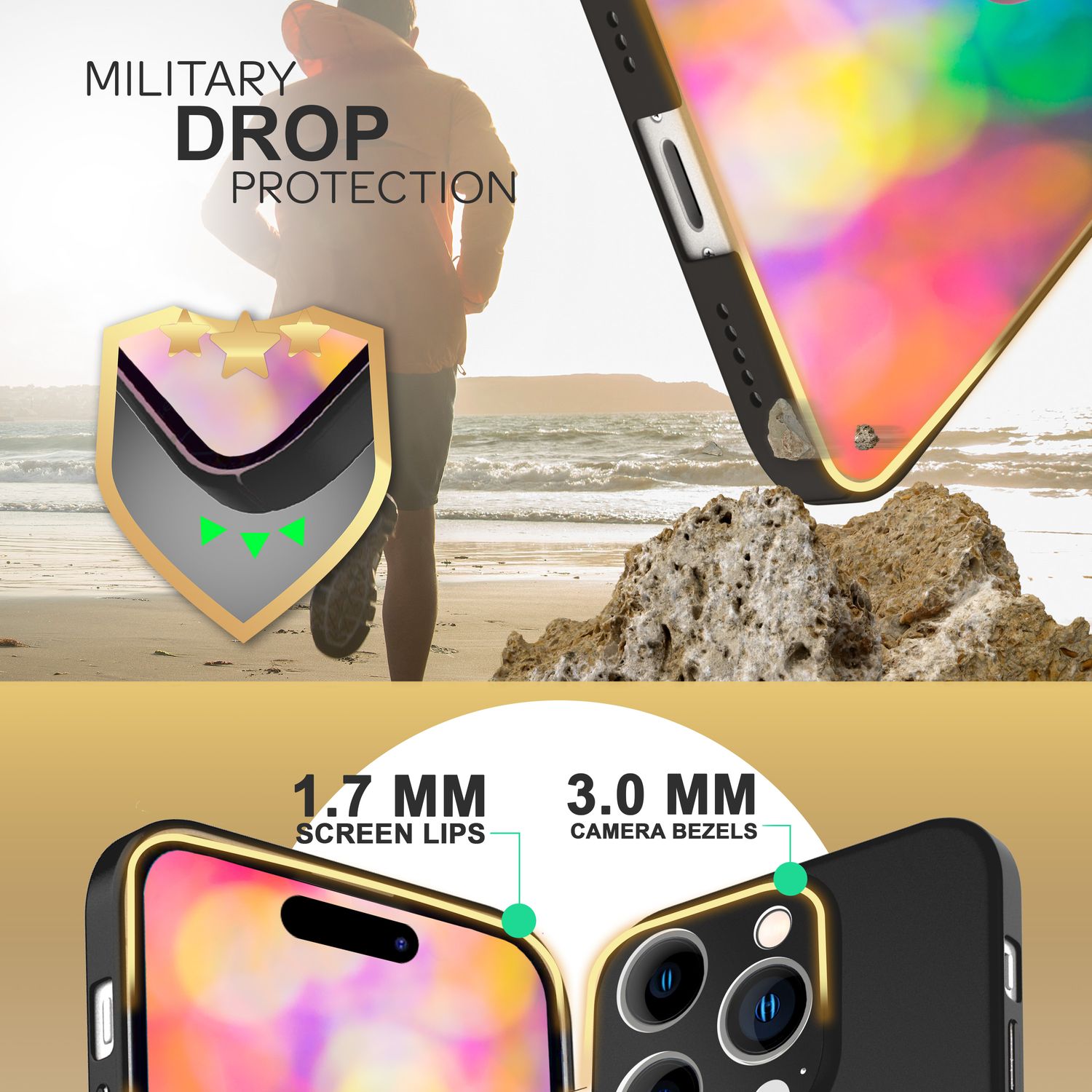 Dünnes Hardcase für iPhone 14 Pro, Schutz Hülle 0,5mm Slim Handy Cover Matt Case Schwarz NALIA SlimFit Hülle