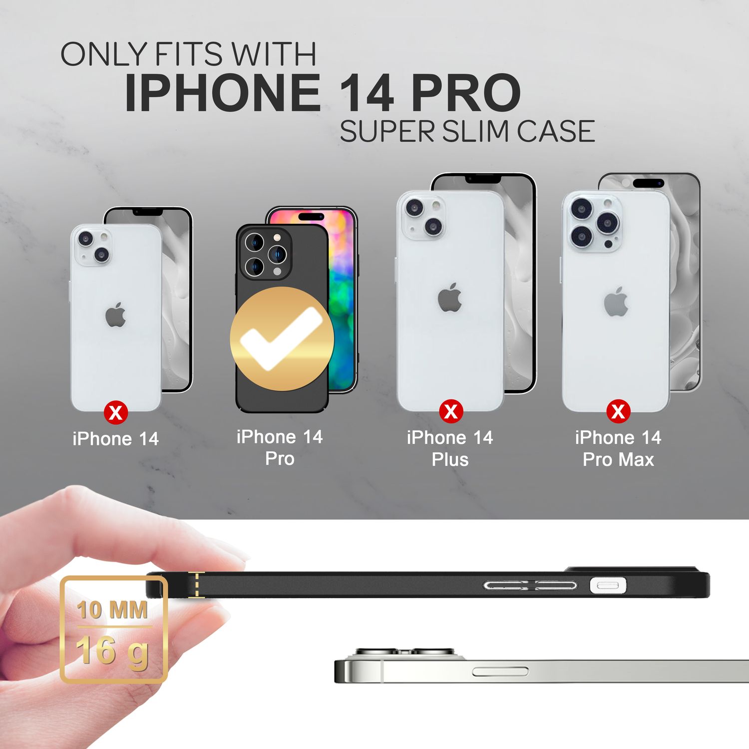 Dünnes Hardcase für iPhone 14 Pro, Schutz Hülle 0,5mm Slim Handy Cover Matt Case Schwarz NALIA SlimFit Hülle