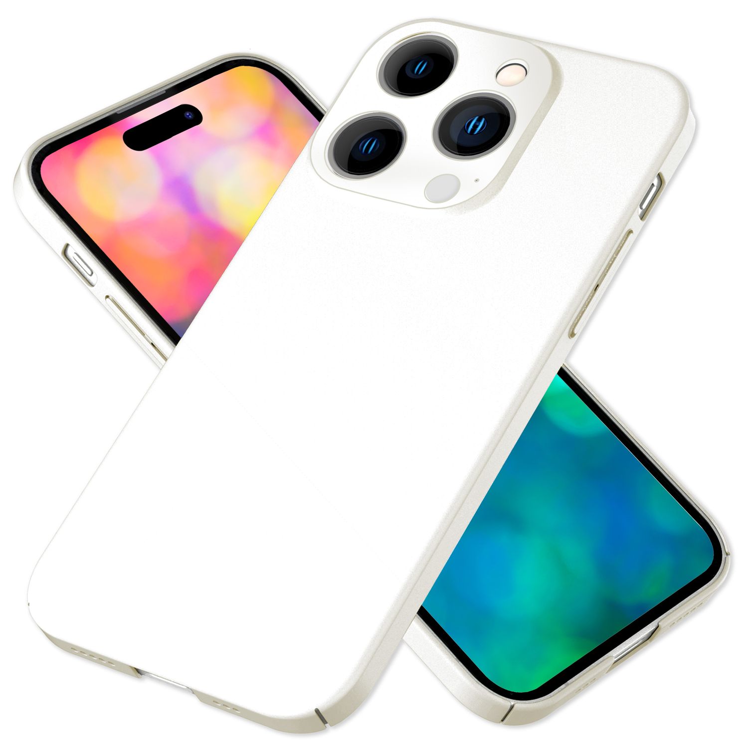 Dünnes Hardcase für iPhone 14 Pro, Schutz Hülle 0,5mm Slim Handy Cover Matt Case Weiß NALIA SlimFit Hülle