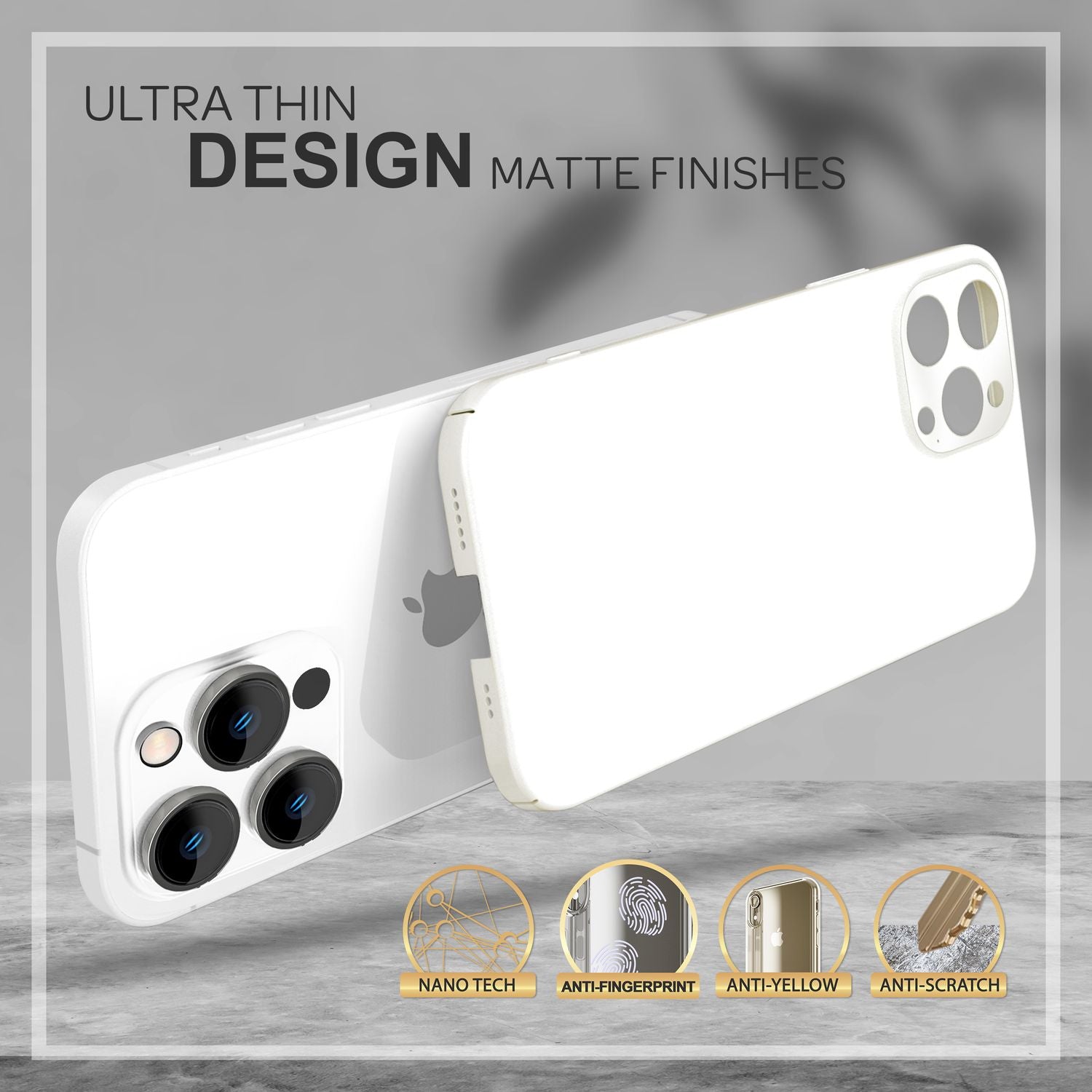 Dünnes Hardcase für iPhone 14 Pro, Schutz Hülle 0,5mm Slim Handy Cover Matt Case Weiß NALIA SlimFit Hülle