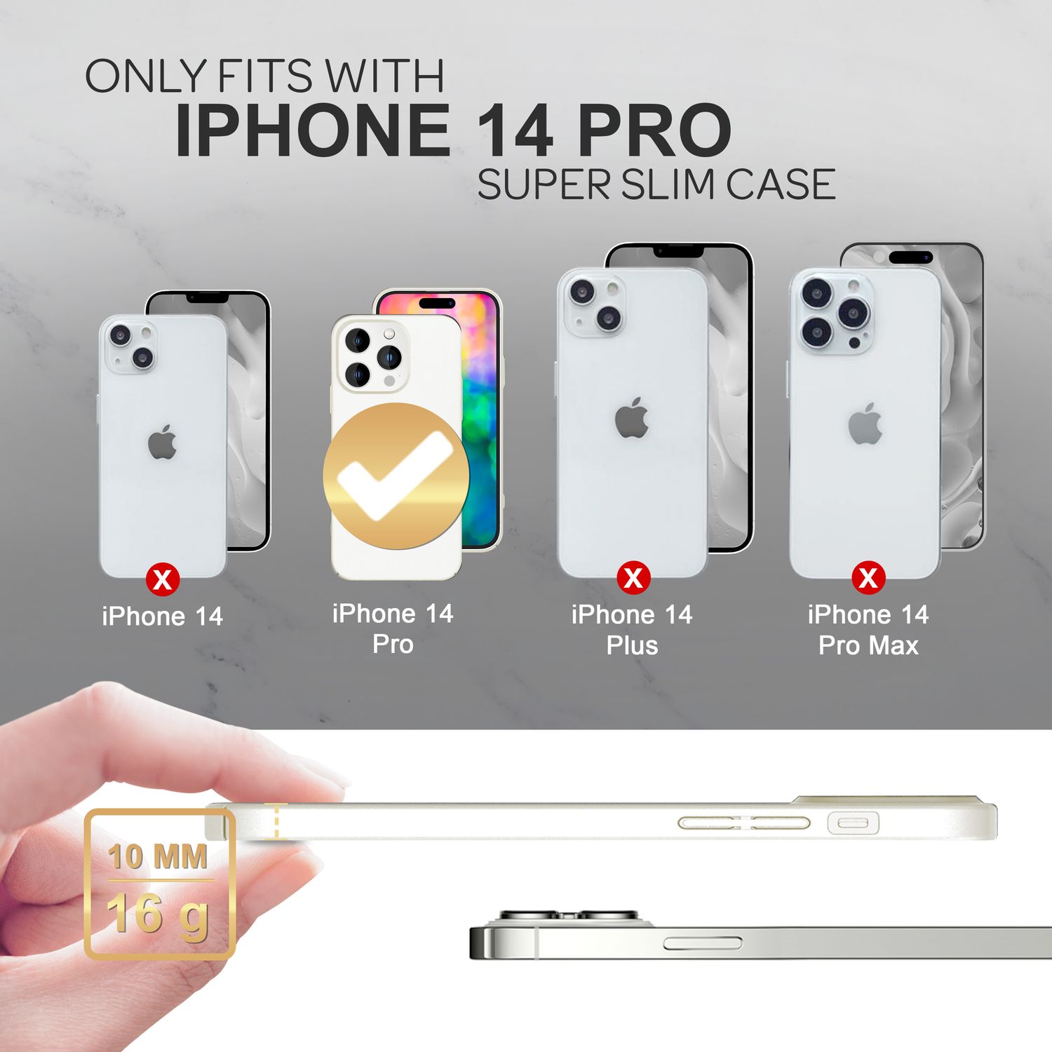 Dünnes Hardcase für iPhone 14 Pro, Schutz Hülle 0,5mm Slim Handy Cover Matt Case Weiß NALIA SlimFit Hülle