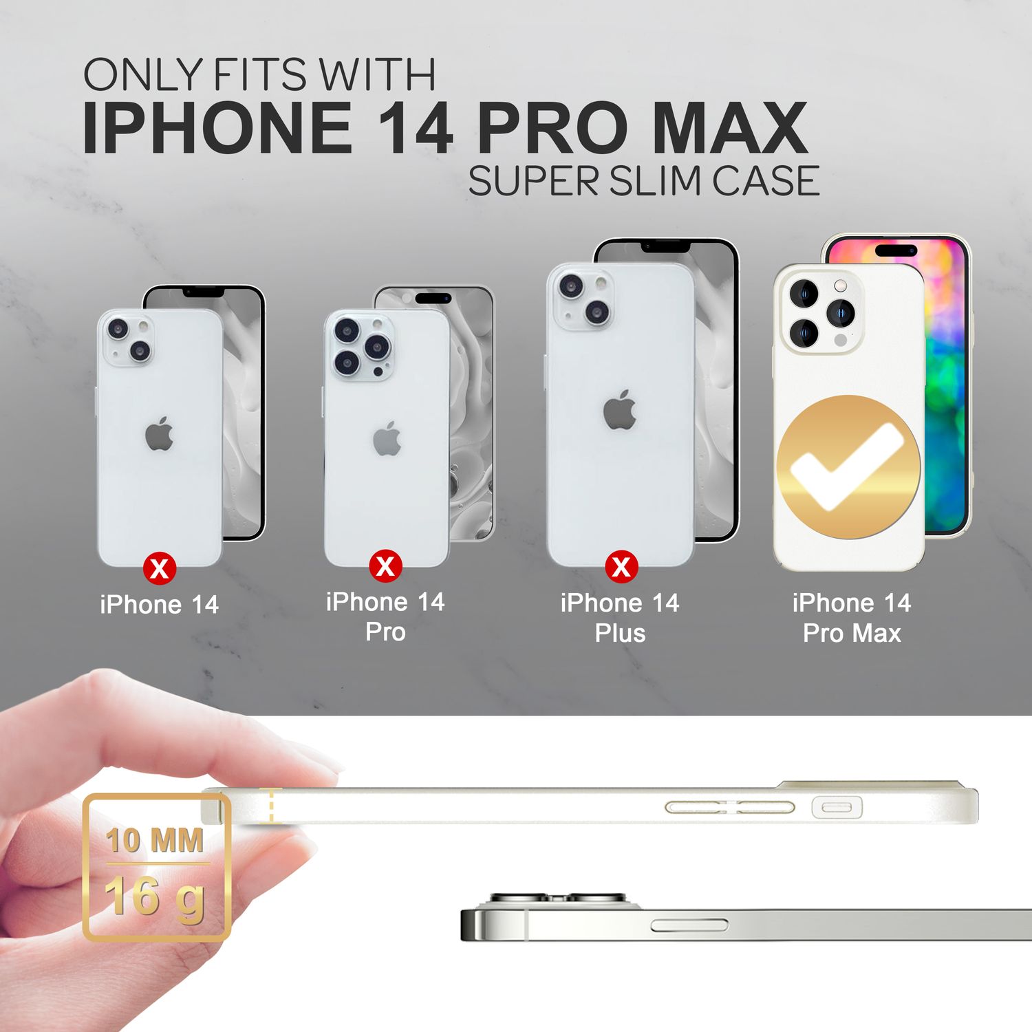 Dünnes Hardcase für iPhone 14 Pro Max, Schutz Hülle 0,5mm Slim Handy Cover Matt