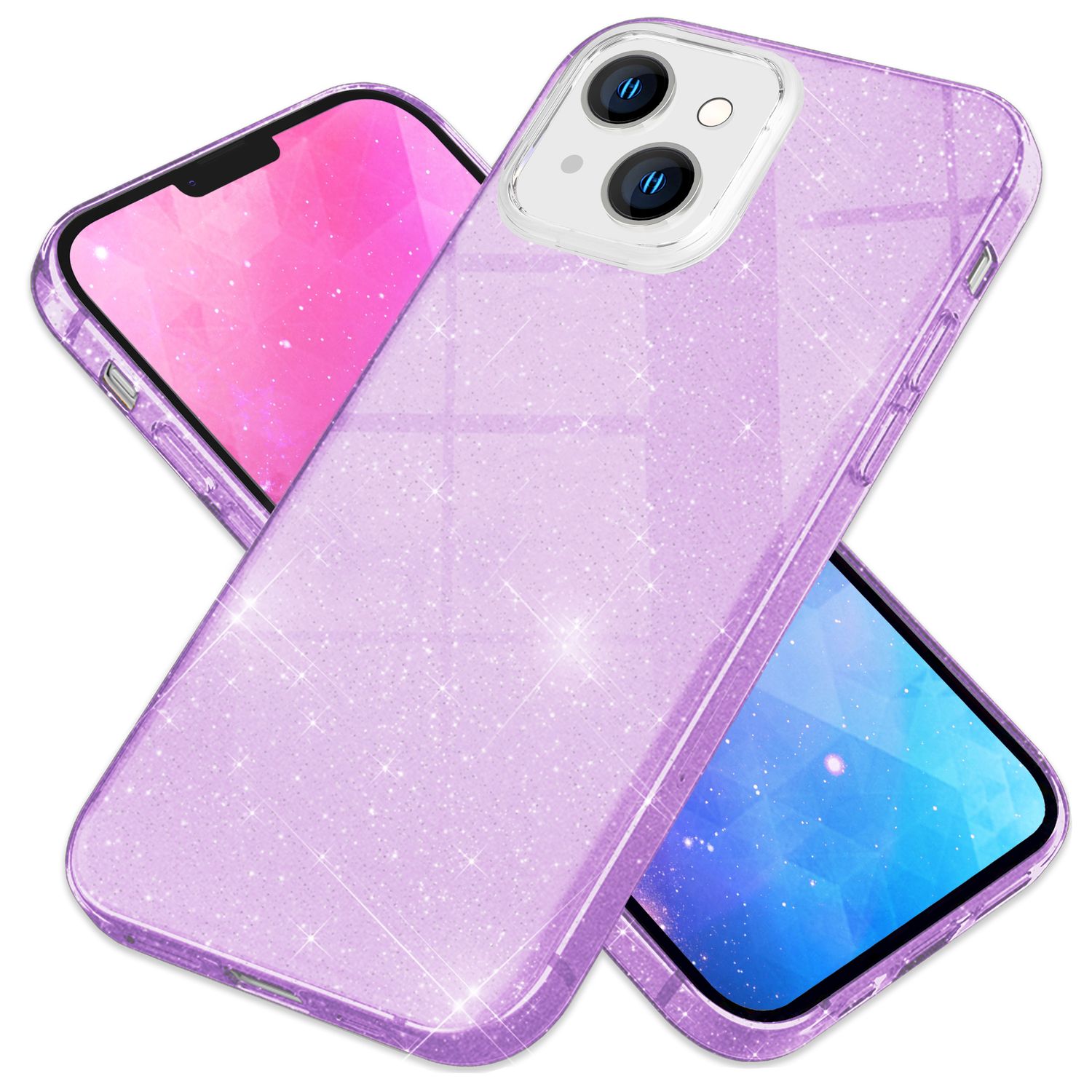 Hülle für iPhone 14 - Glitzer Cover Verstärkte Silikon Handyhülle Glitter Case Lila NALIA Protective Hülle