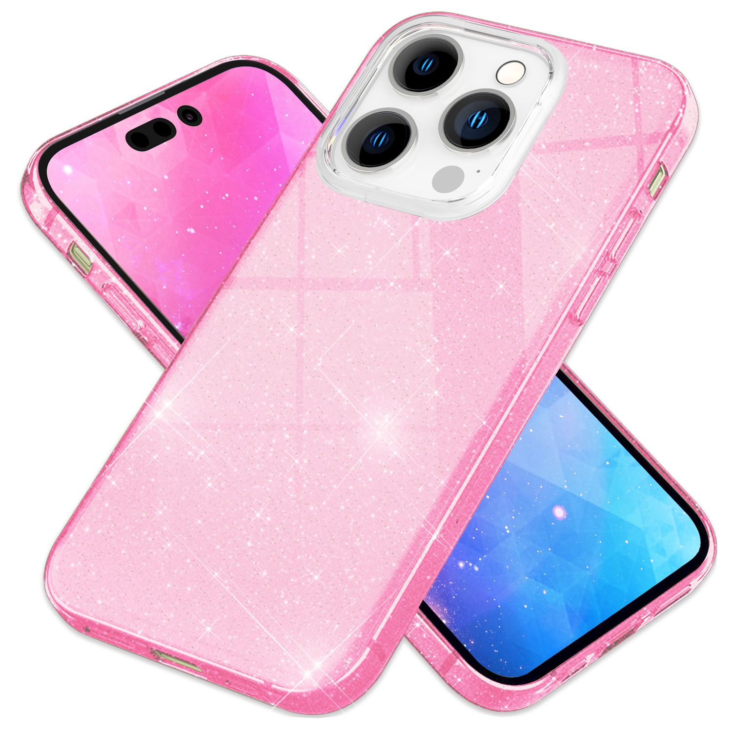 Hülle für iPhone 14 Pro Max - Glitzer Silikon Handyhülle Diamant Glitter Case Pink NALIA Protective Hülle