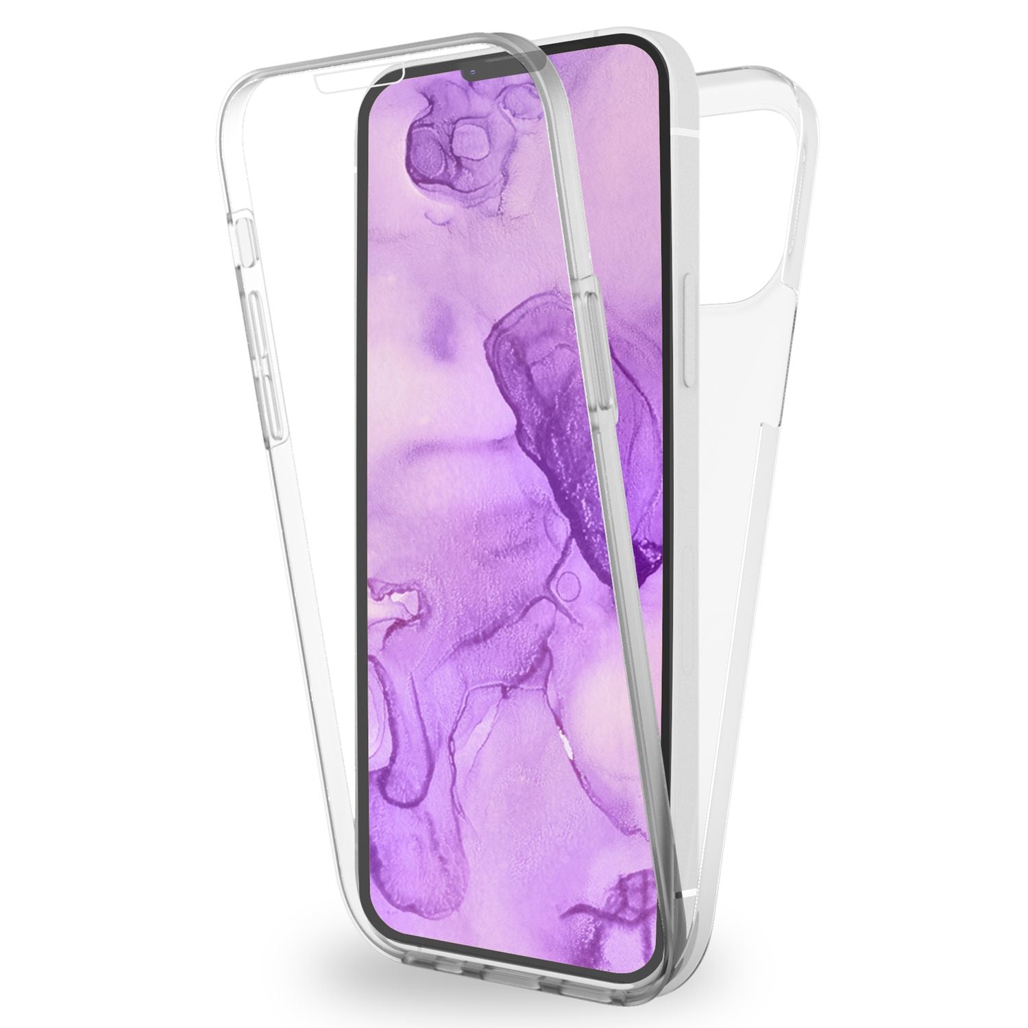 360° Hülle für iPhone 14 - Klar Transparent Full Cover Case Display Schutz Etui