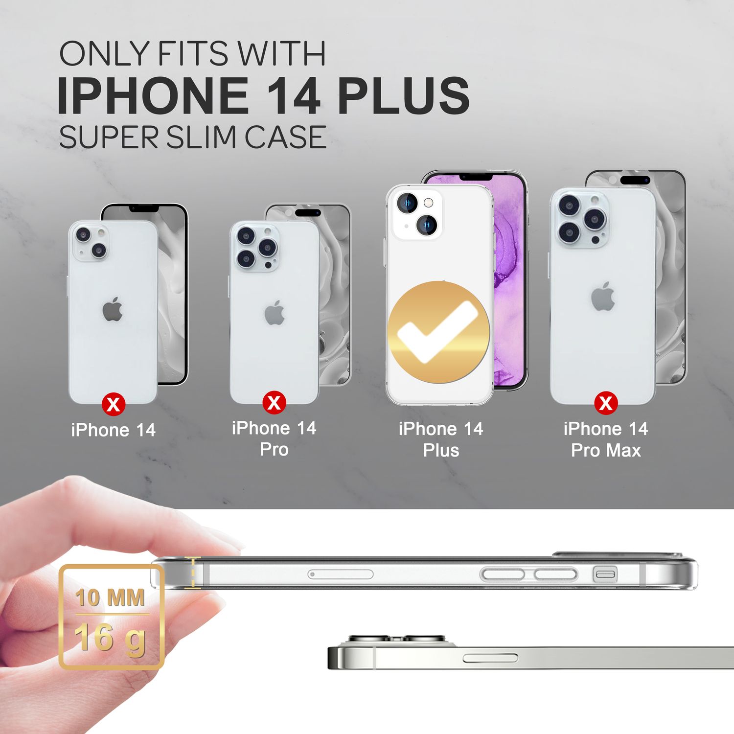 360° Hülle für iPhone 14 Plus - Klar Transparent Full Cover Case Display Schutz