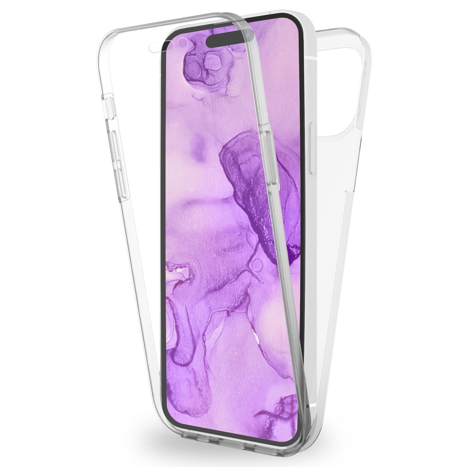 360° Hülle für iPhone 14 Pro - Klar Transparent Full Cover Case Display Schutz