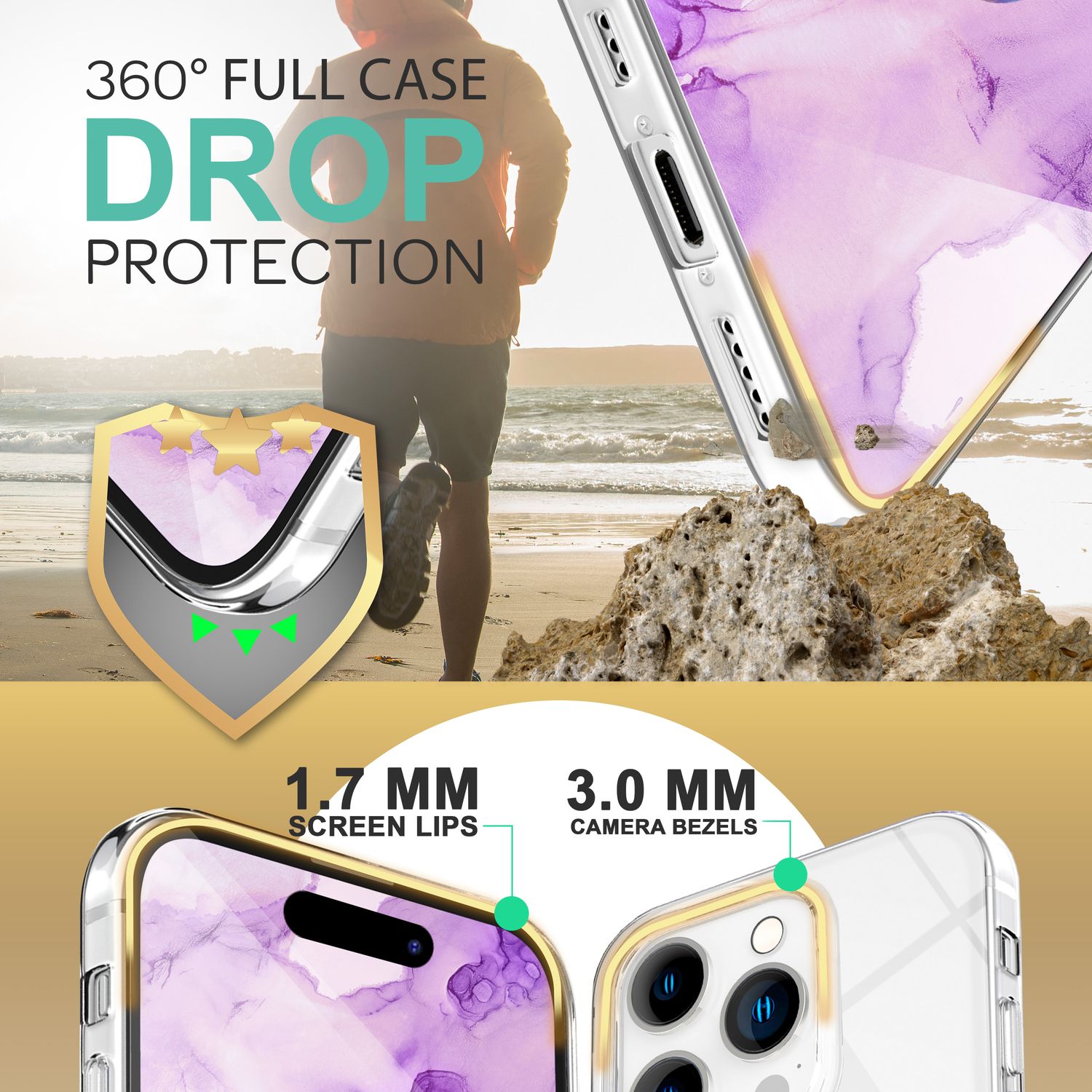 360° Hülle für iPhone 14 Pro Max - Klar Transparent Full Cover Case Schutz Etui