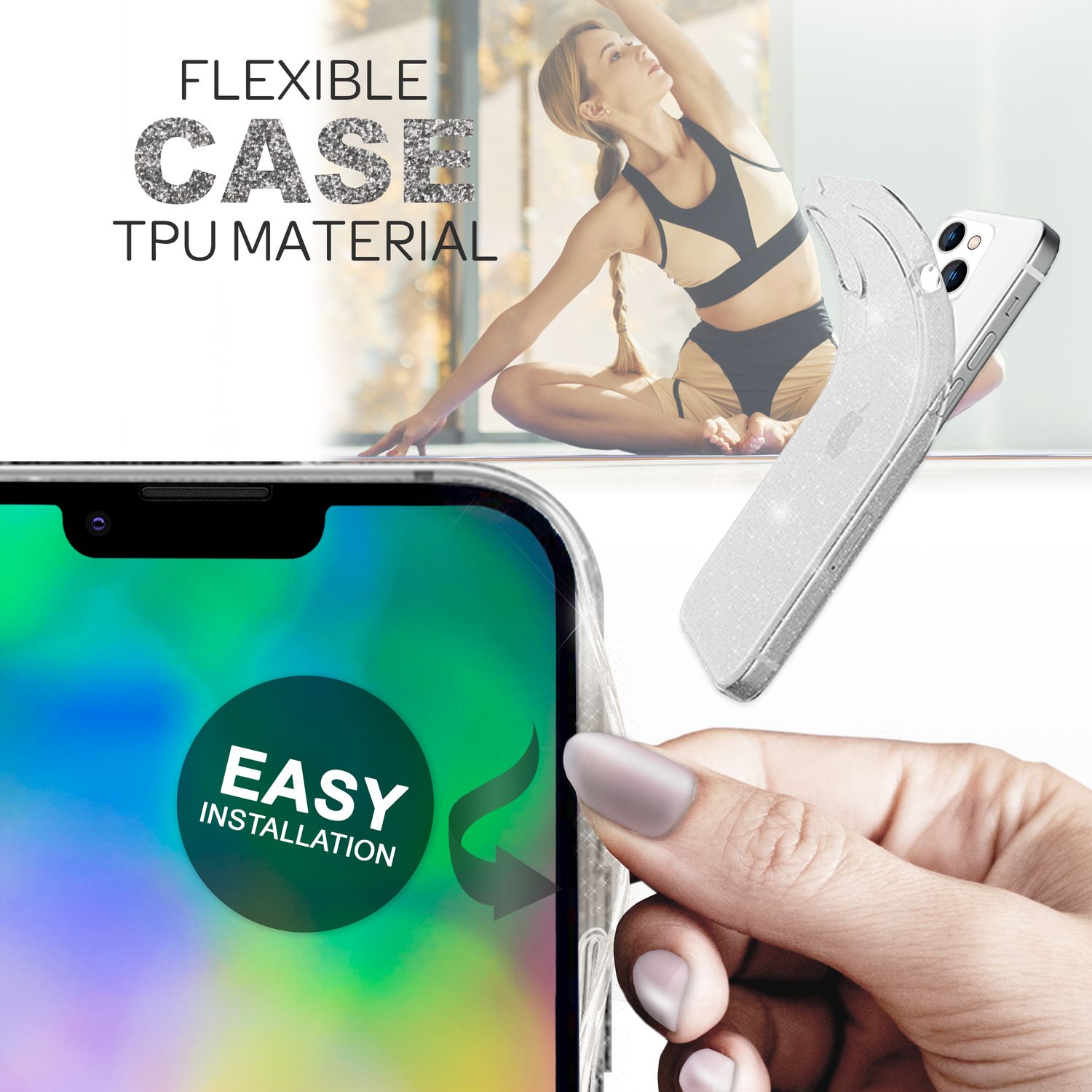 Hülle für iPhone 14 - Glitzer Handyhülle Durchsichtig Anti-Gelb Glitter Cover