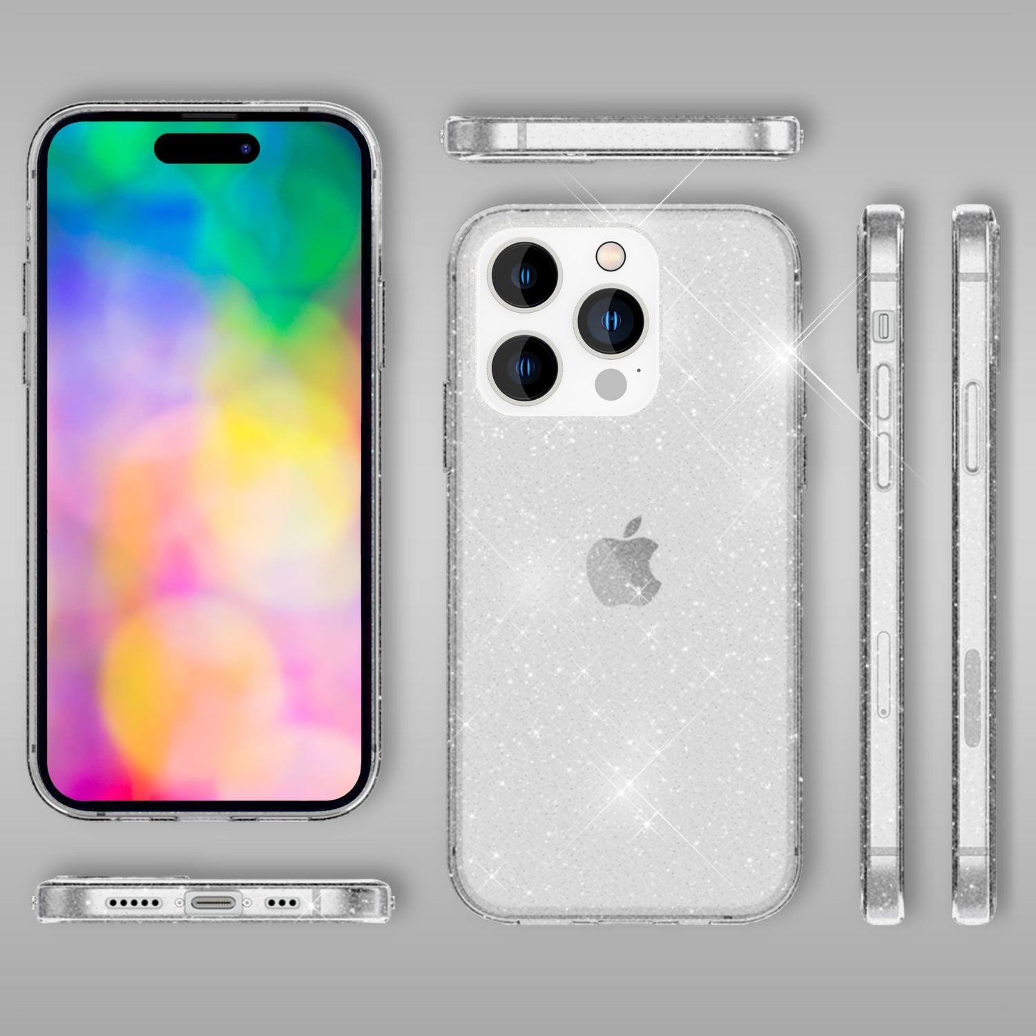 Hülle für iPhone 14 Pro Max - Glitzer Handyhülle Durchsichtig Bling Glitter Case Transparent NALIA Transparente Hülle