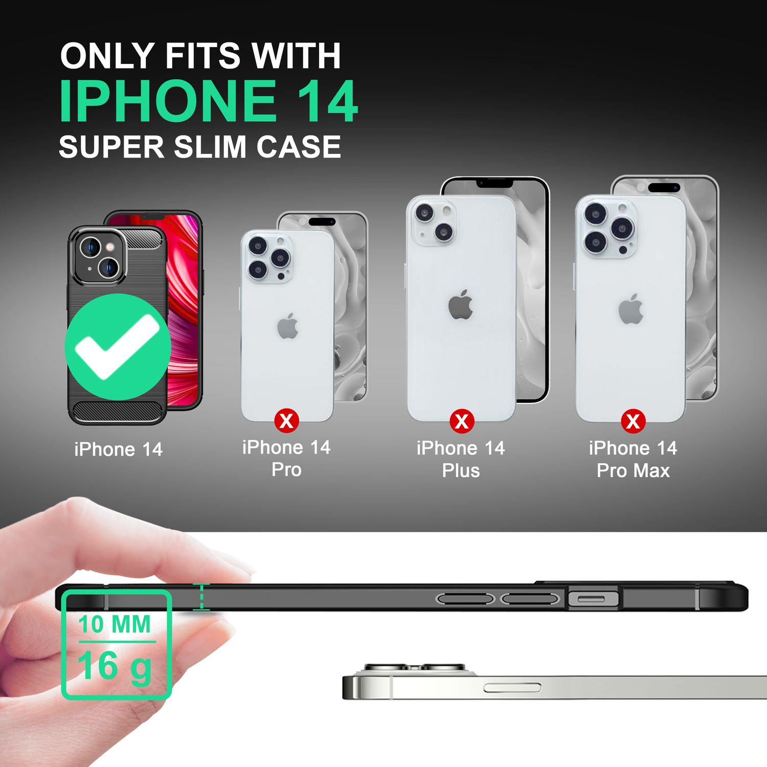 Hülle für iPhone 14 - Carbon Look Matt Schwarz Rutschfest Kratzfest Handyhülle Default Title NALIA Protective Hülle