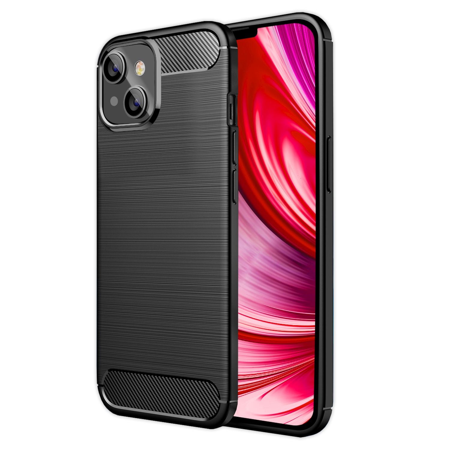 Für iPhone 14 Plus Hülle Carbon Look Schwarz Rutschfest Handyhülle Schutzhülle