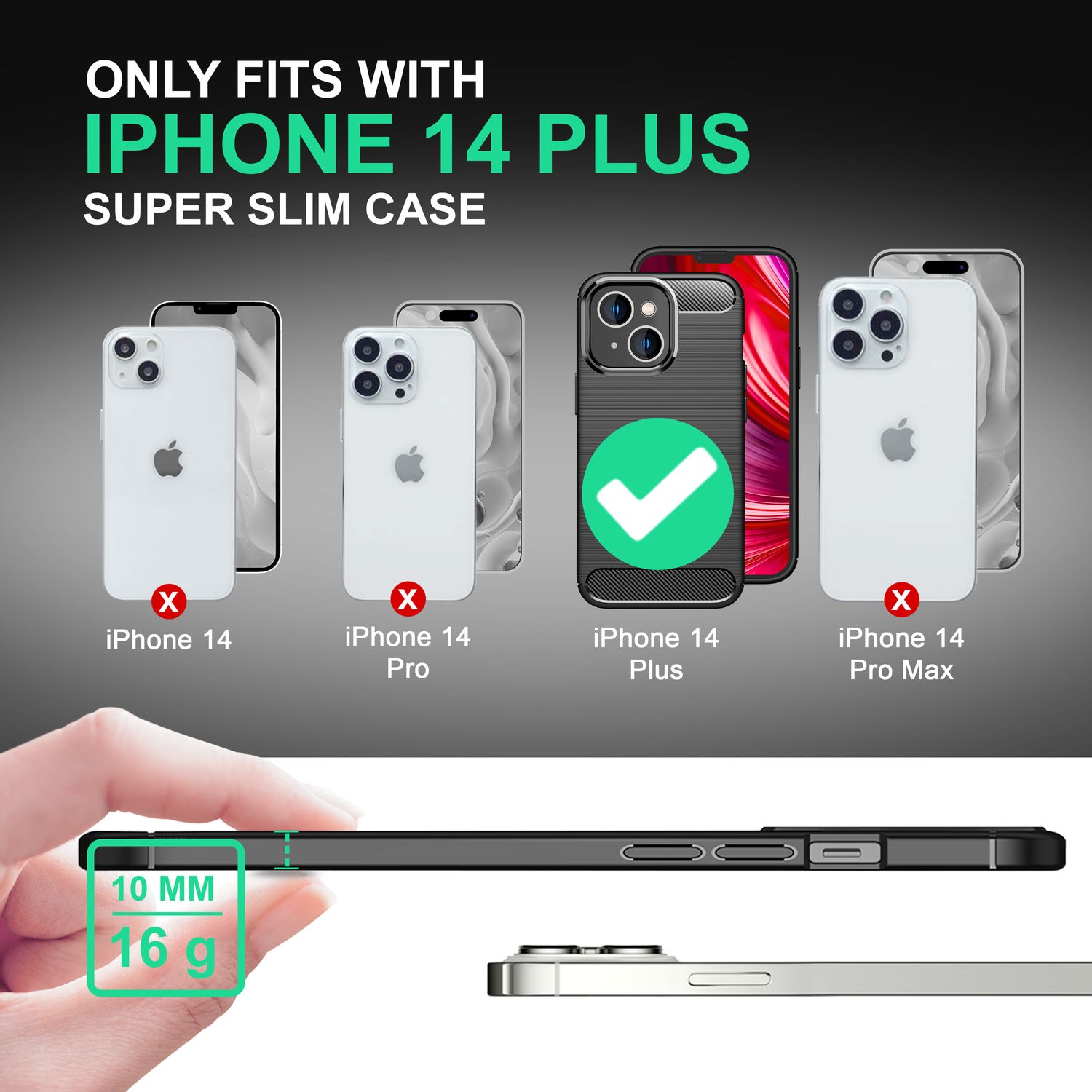 Für iPhone 14 Plus Hülle Carbon Look Schwarz Rutschfest Handyhülle Schutzhülle Default Title NALIA Protective Hülle