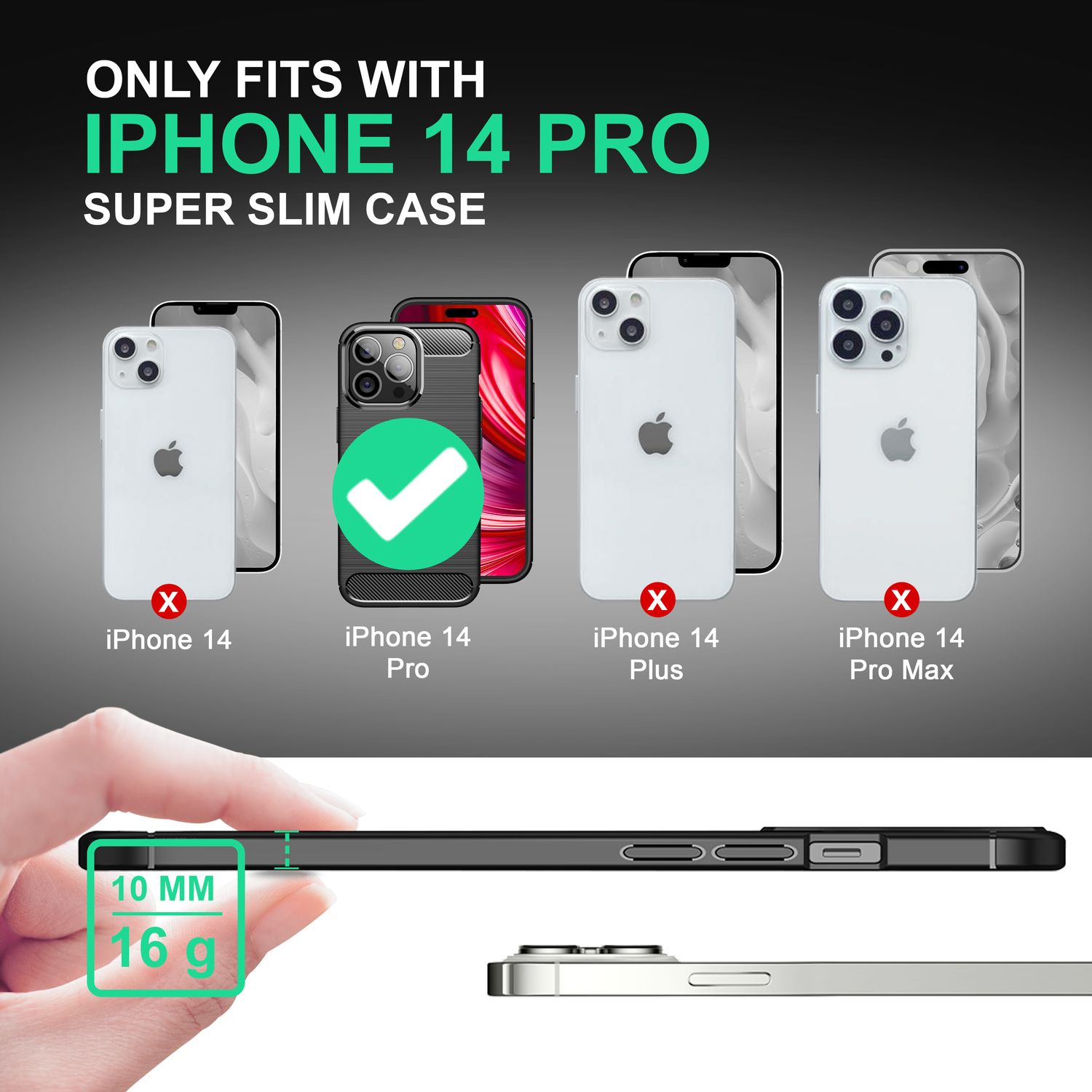 Hülle für iPhone 14 Pro - Carbon Look Matt Schwarz Rutschfest Silikon Handyhülle Default Title NALIA Protective Hülle