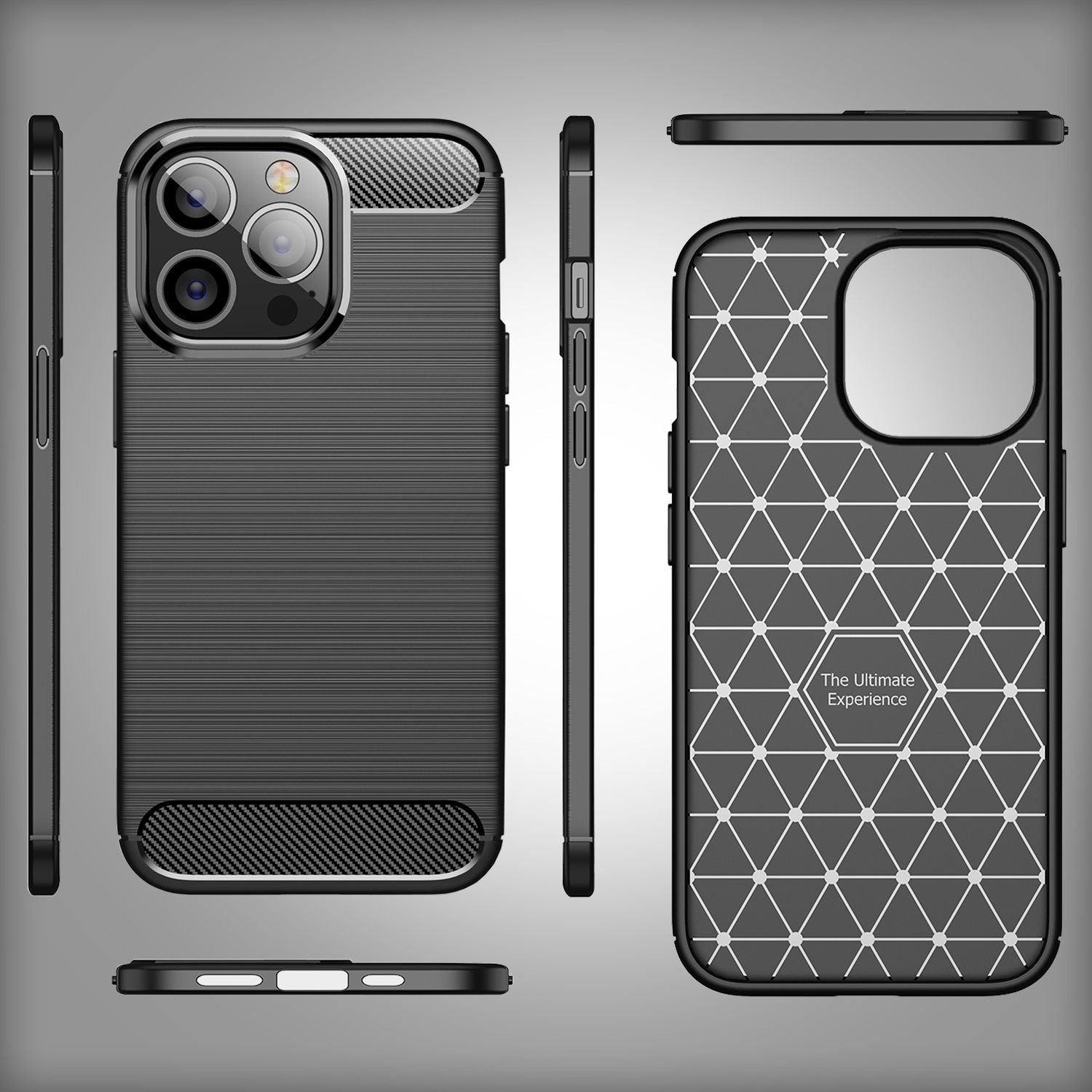 Hülle für iPhone 14 Pro - Carbon Look Matt Schwarz Rutschfest Silikon Handyhülle Default Title NALIA Protective Hülle