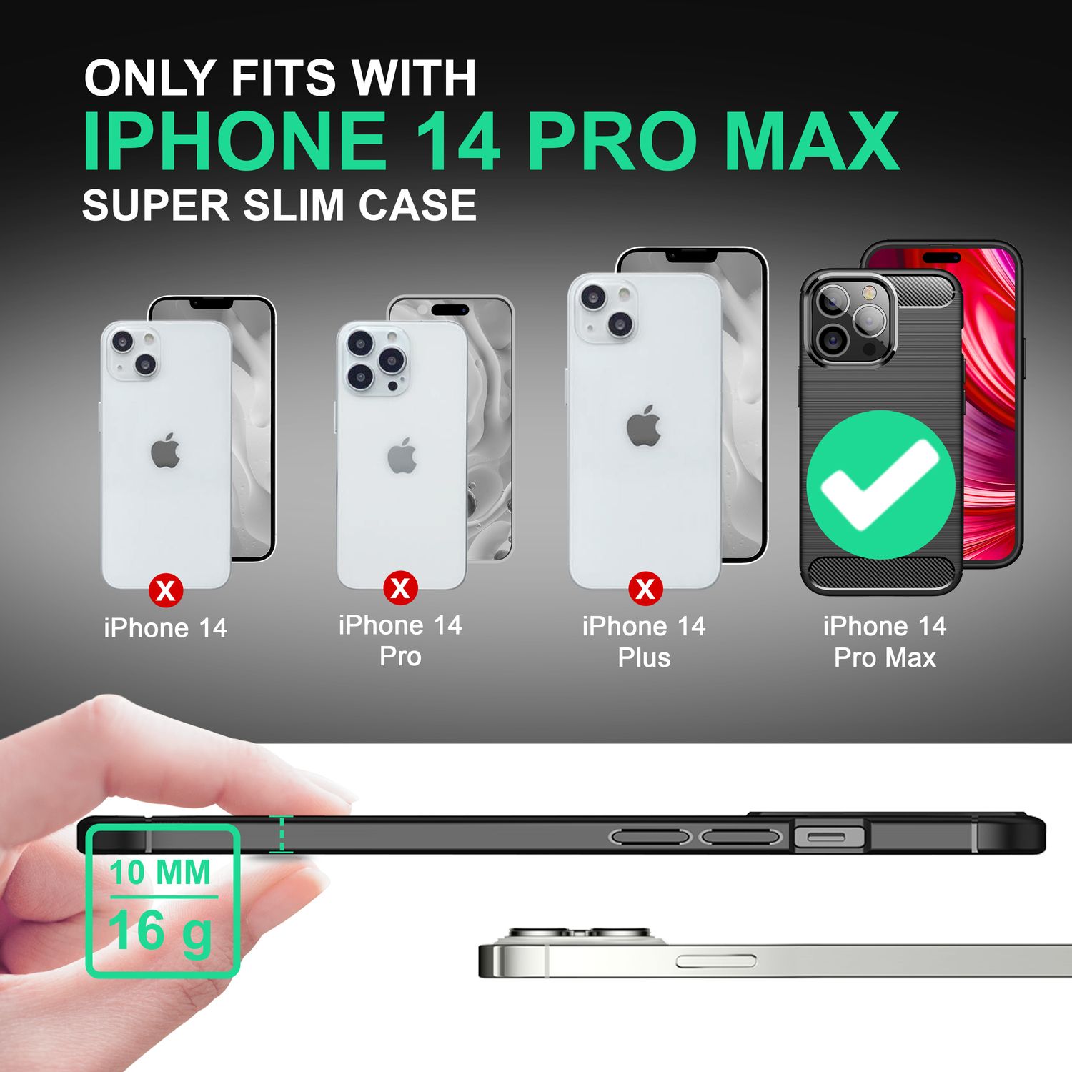 Hülle für iPhone 14 Pro Max - Carbon Look Matt Schwarz Rutschfest TPU Handyhülle Default Title NALIA Protective Hülle