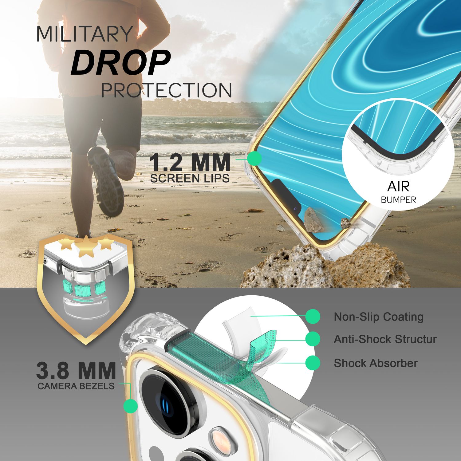 Hülle mit Kette für iPhone 14 - Klare Handyhülle mit Schnur Band zum Umhängen Rot NALIA Transparente Hülle