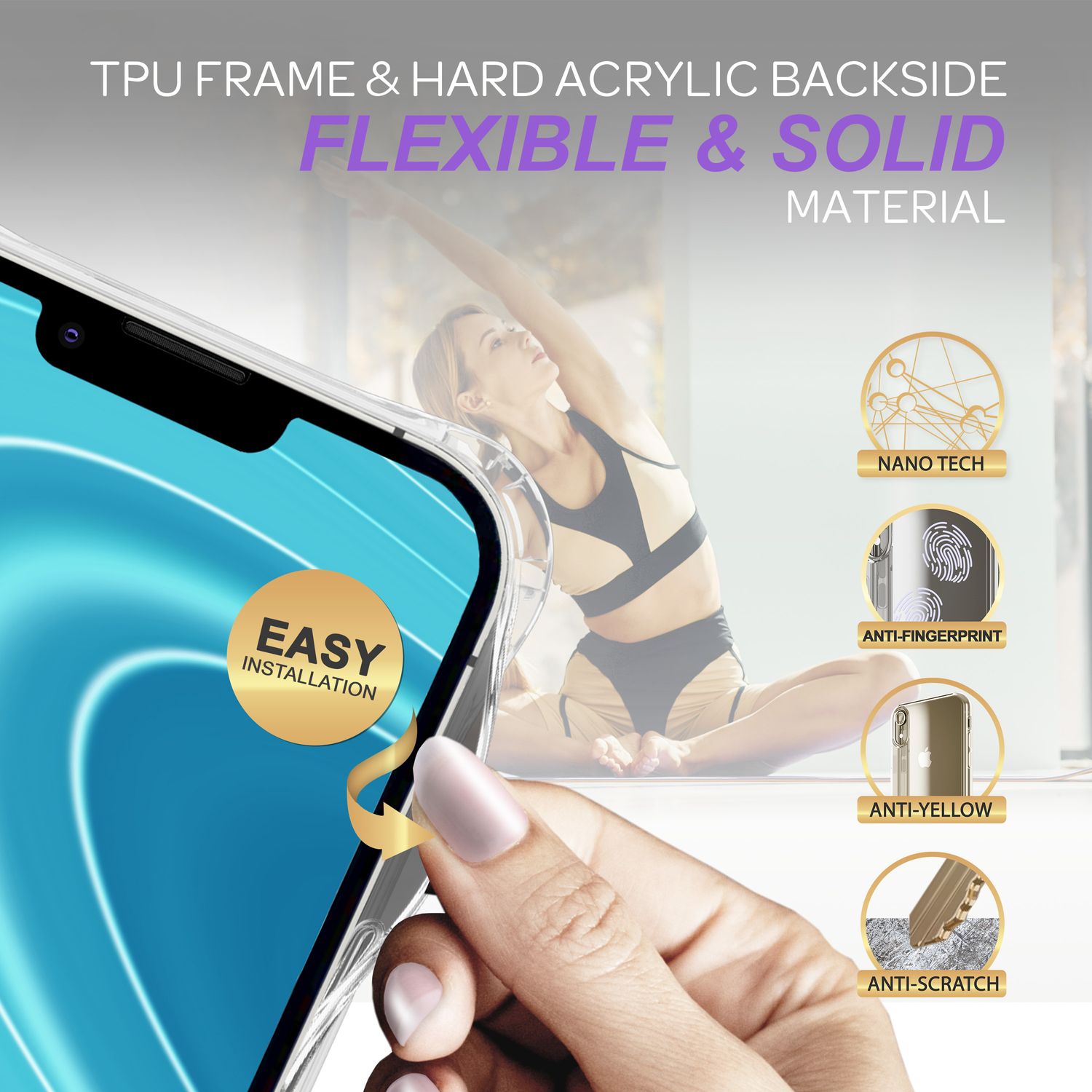 Hülle mit Kette für iPhone 14 - Klare Handyhülle mit Schnur Band zum Umhängen Lila NALIA Transparente Hülle