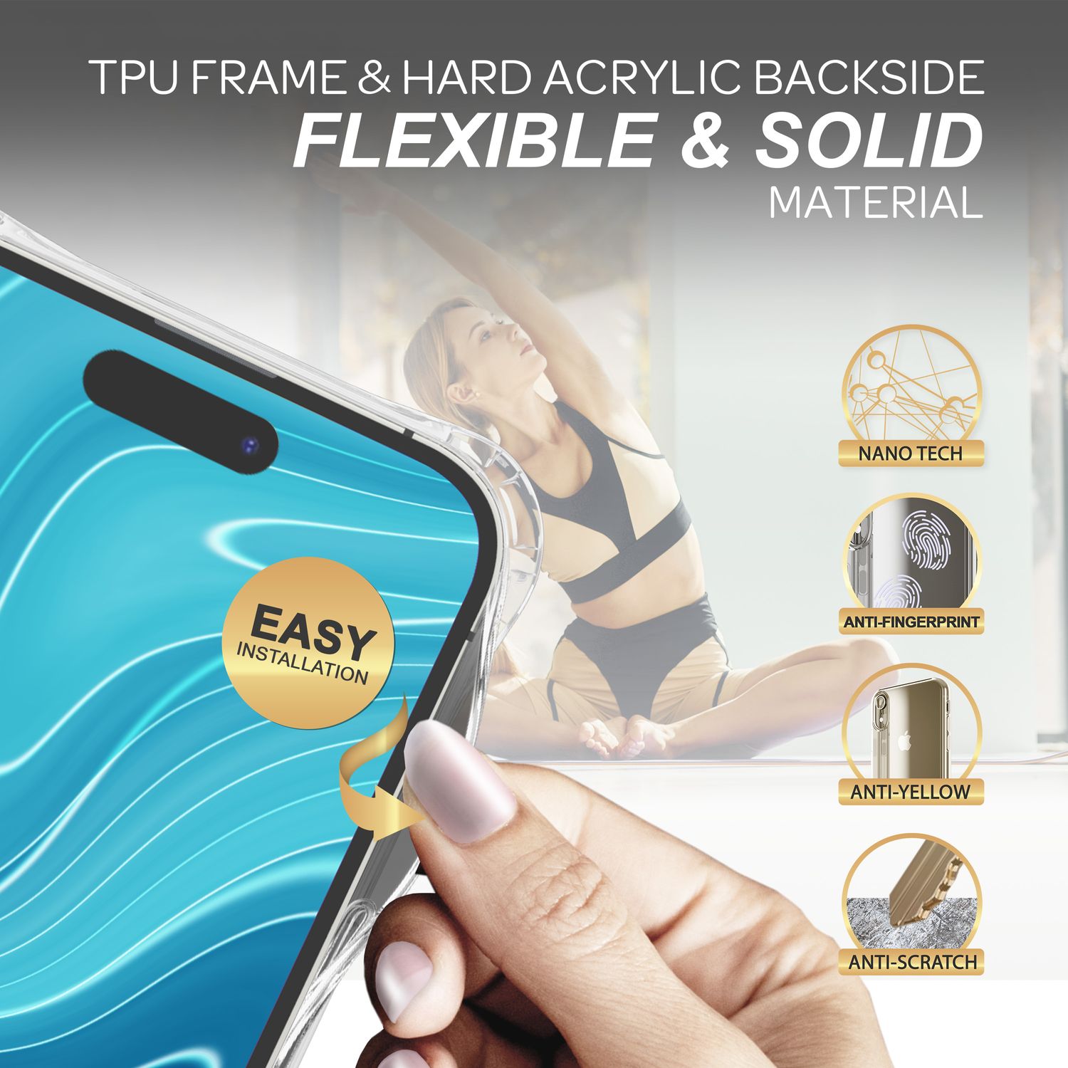 Hülle mit Kette für iPhone 14 Pro - Klare Handyhülle mit Schnur zum Umhängen Blau NALIA Transparente Hülle