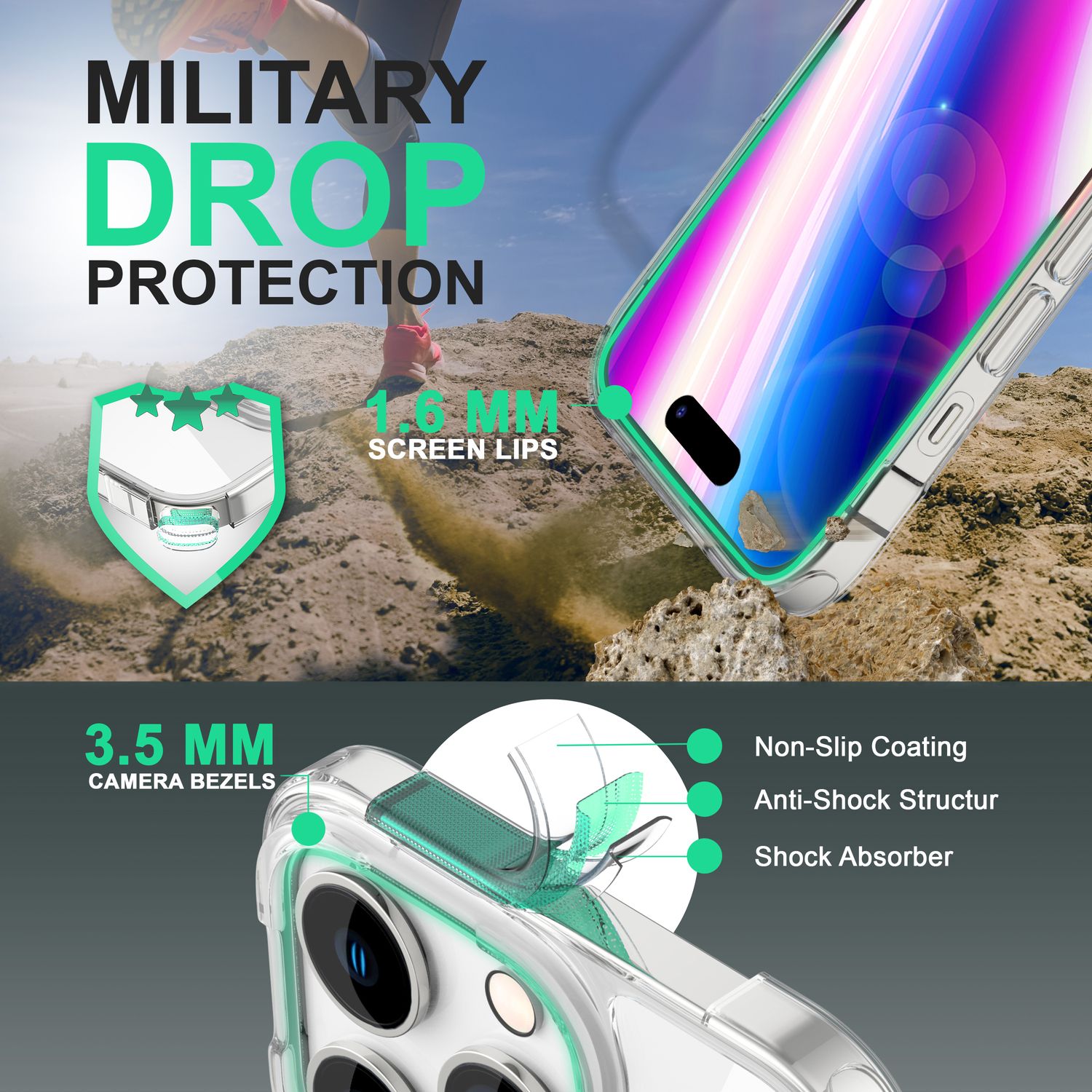 Klare Hülle für iPhone 14 Pro Max - Transparent Kratzfest Anti-Gelb Acryl Cover Default Title NALIA Transparente Hülle