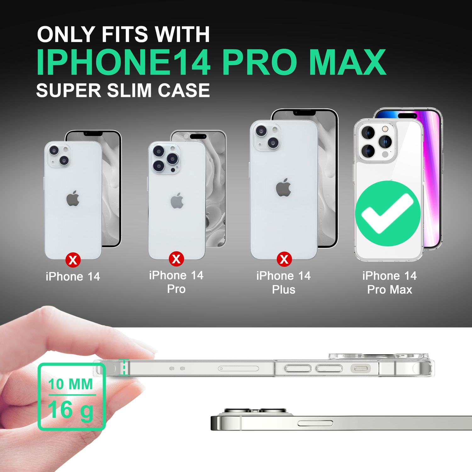 Klare Hülle für iPhone 14 Pro Max - Transparent Kratzfest Anti-Gelb Acryl Cover Default Title NALIA Transparente Hülle