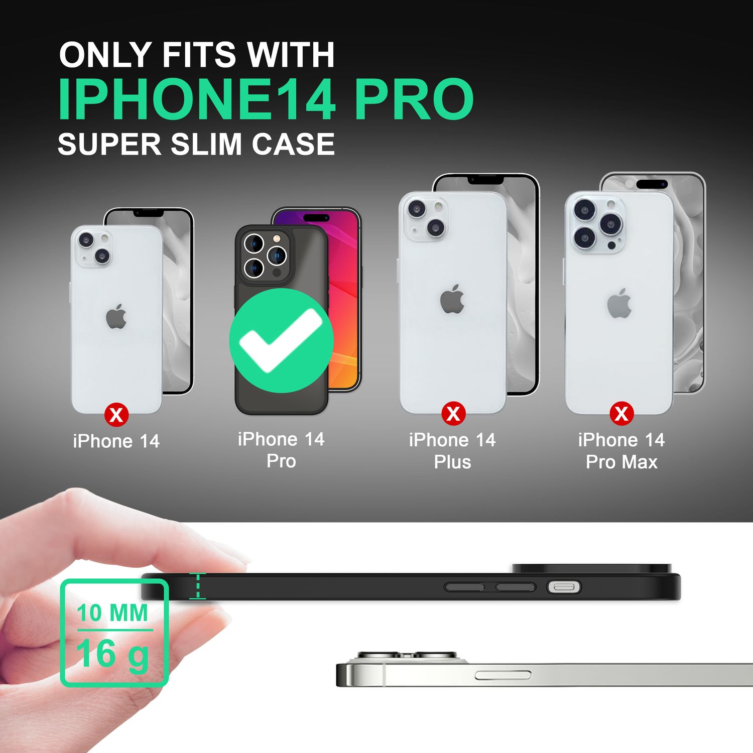 Hybrid Hülle für iPhone 14 Pro - Matt Durchscheinend Hard Cover Silikon Rahmen Schwarz NALIA Protective Hülle