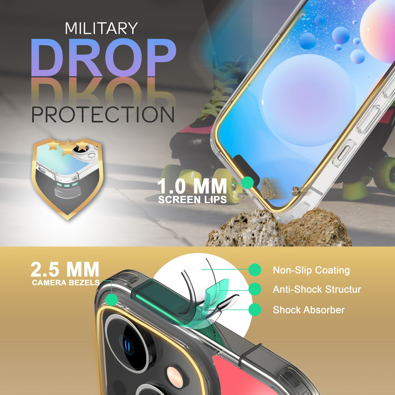 Farbwechsel Hülle für iPhone 14 - Durchscheinend Farbspiel Kratzfest Hard Cover Default Title NALIA Protective Hülle