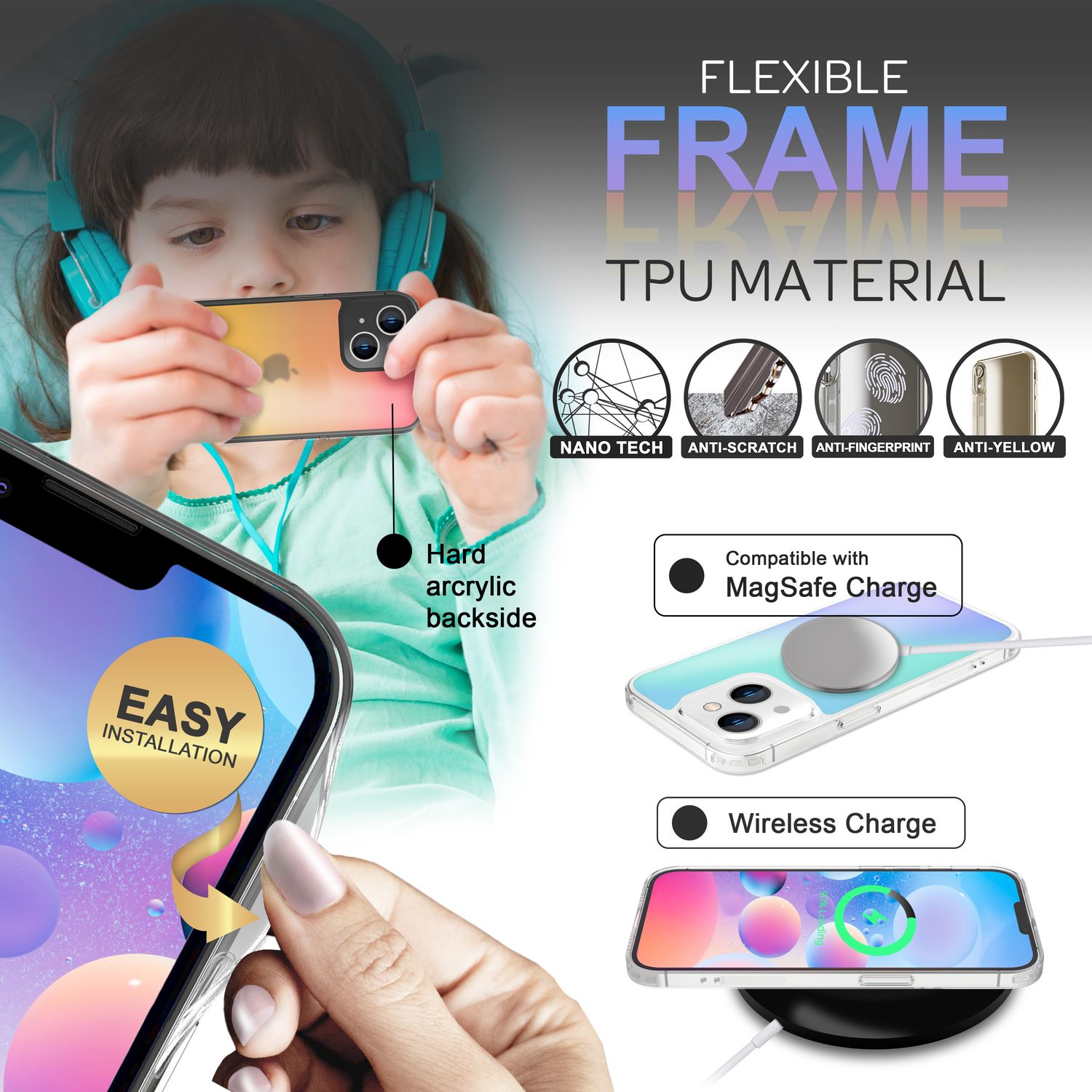 Für iPhone 14 Plus Hülle Farbwechsel Durchscheinend Bunt Handyhülle Schutzhülle Default Title NALIA Protective Hülle