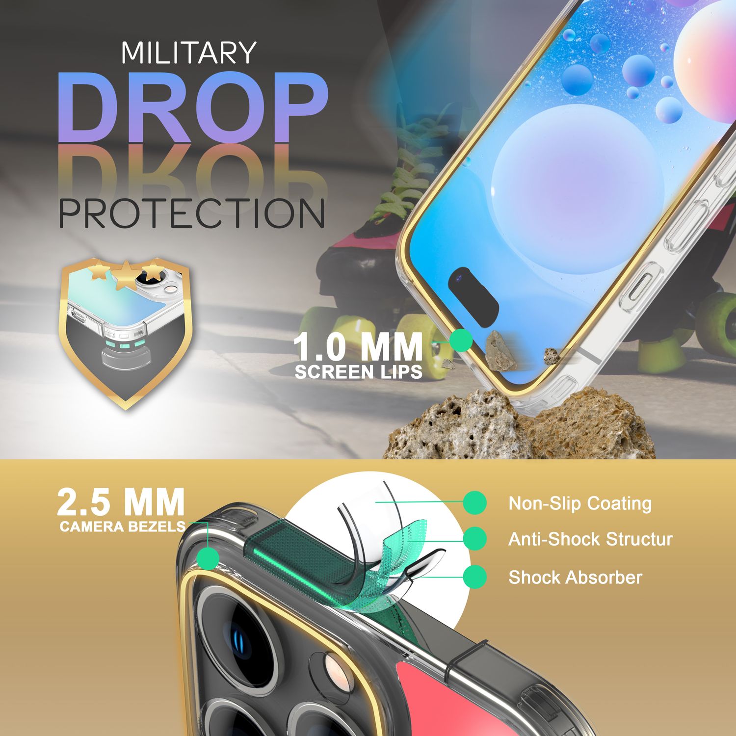 Farbwechsel Hülle für iPhone 14 Pro - Durchscheinend Farbspiel Kratzfest Robust Default Title NALIA Protective Hülle