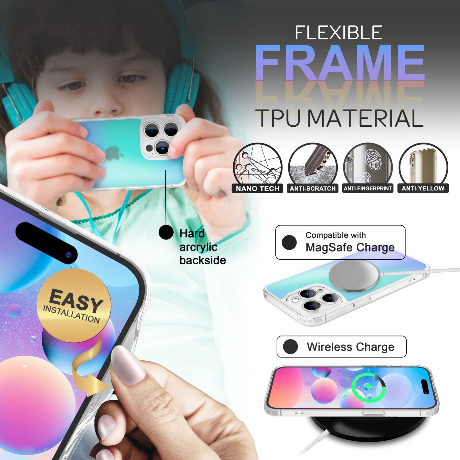 Farbwechsel Hülle für iPhone 14 Pro Max - Durchscheinend Farbspiel Hard Cover Default Title NALIA Protective Hülle