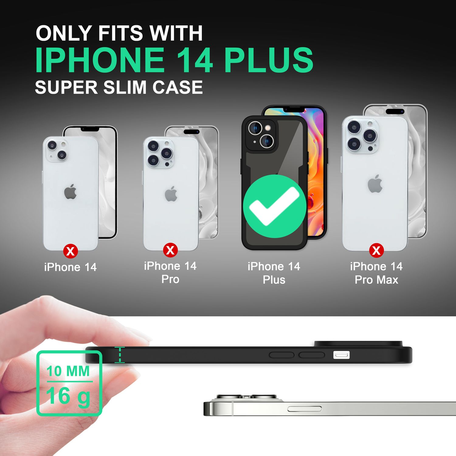 360° Hülle für iPhone 14 Plus, Klar Antigelb Rundum Schutz Cover Silikon Rahmen