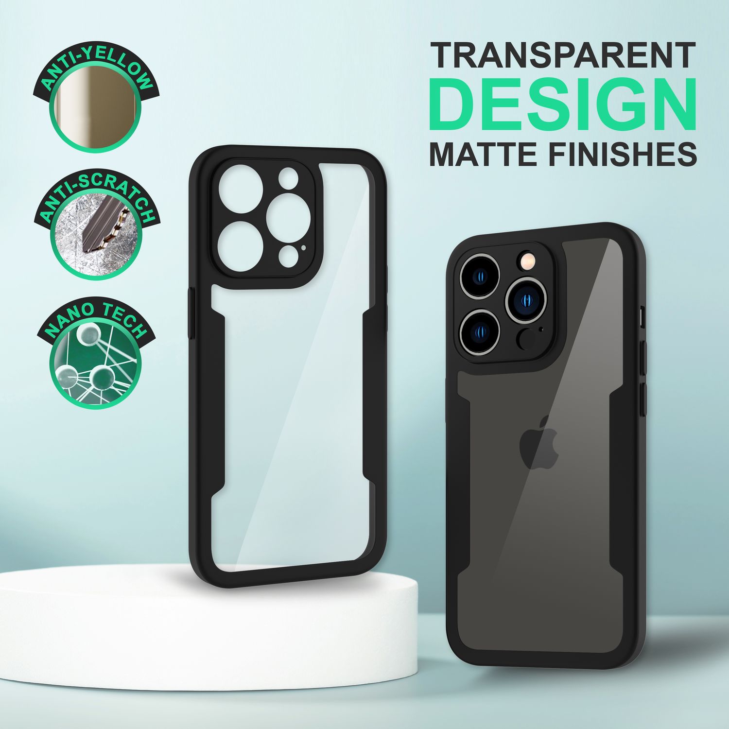 360° Hülle für iPhone 14 Pro, Klar Antigelb Rundum Schutz Cover Silikon Rahmen