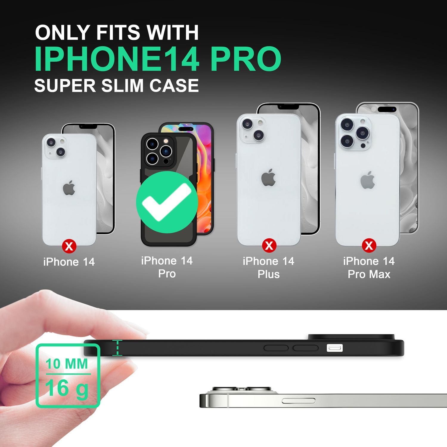 360° Hülle für iPhone 14 Pro, Klar Antigelb Rundum Schutz Cover Silikon Rahmen