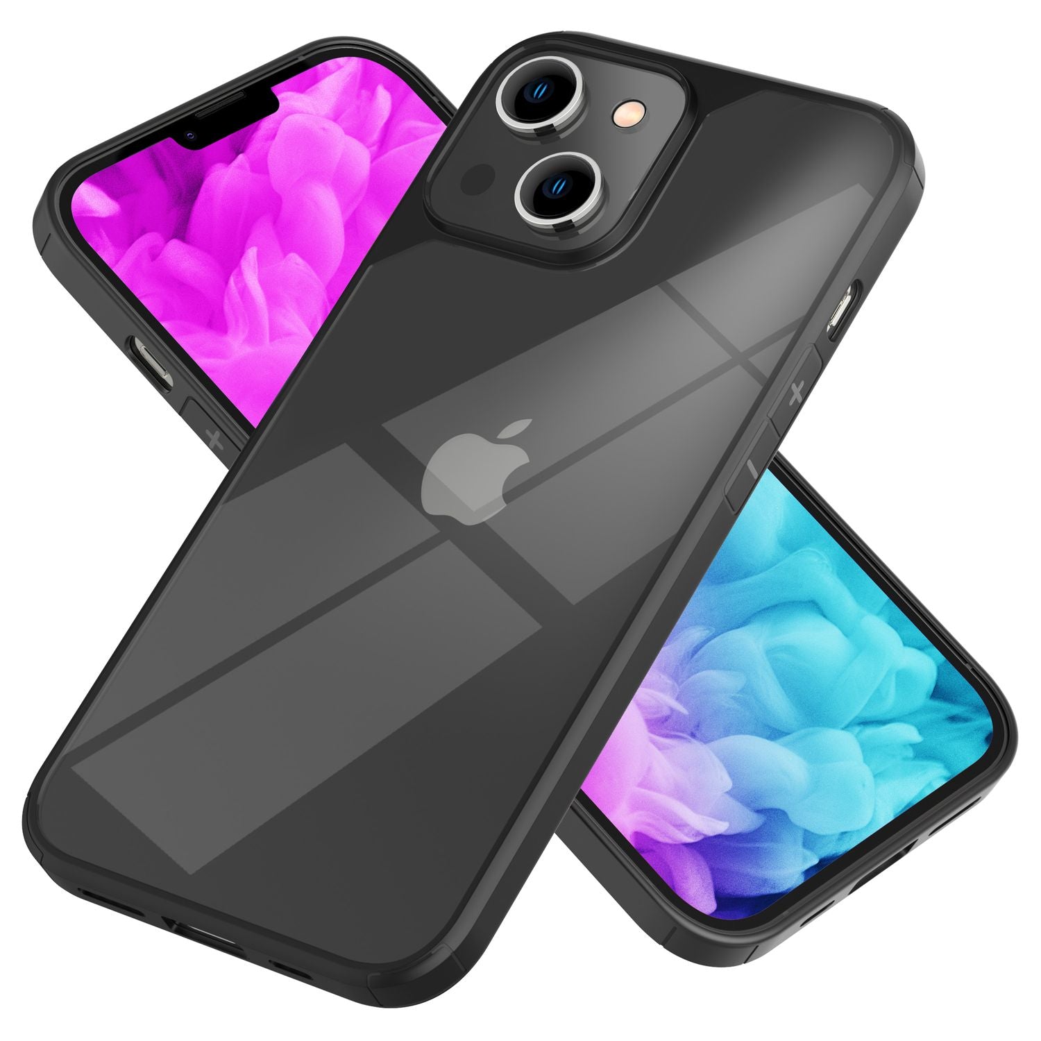 Hybrid Hülle für iPhone 14 - Klar Transparent Acryl Cover Silikon Schutz Rahmen Schwarz NALIA Protective Hülle