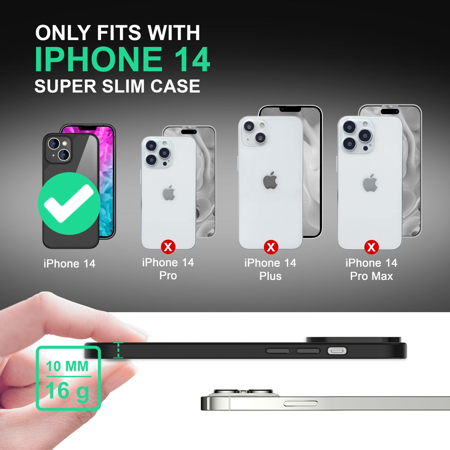 Hybrid Hülle für iPhone 14 - Klar Transparent Acryl Cover Silikon Schutz Rahmen Schwarz NALIA Protective Hülle