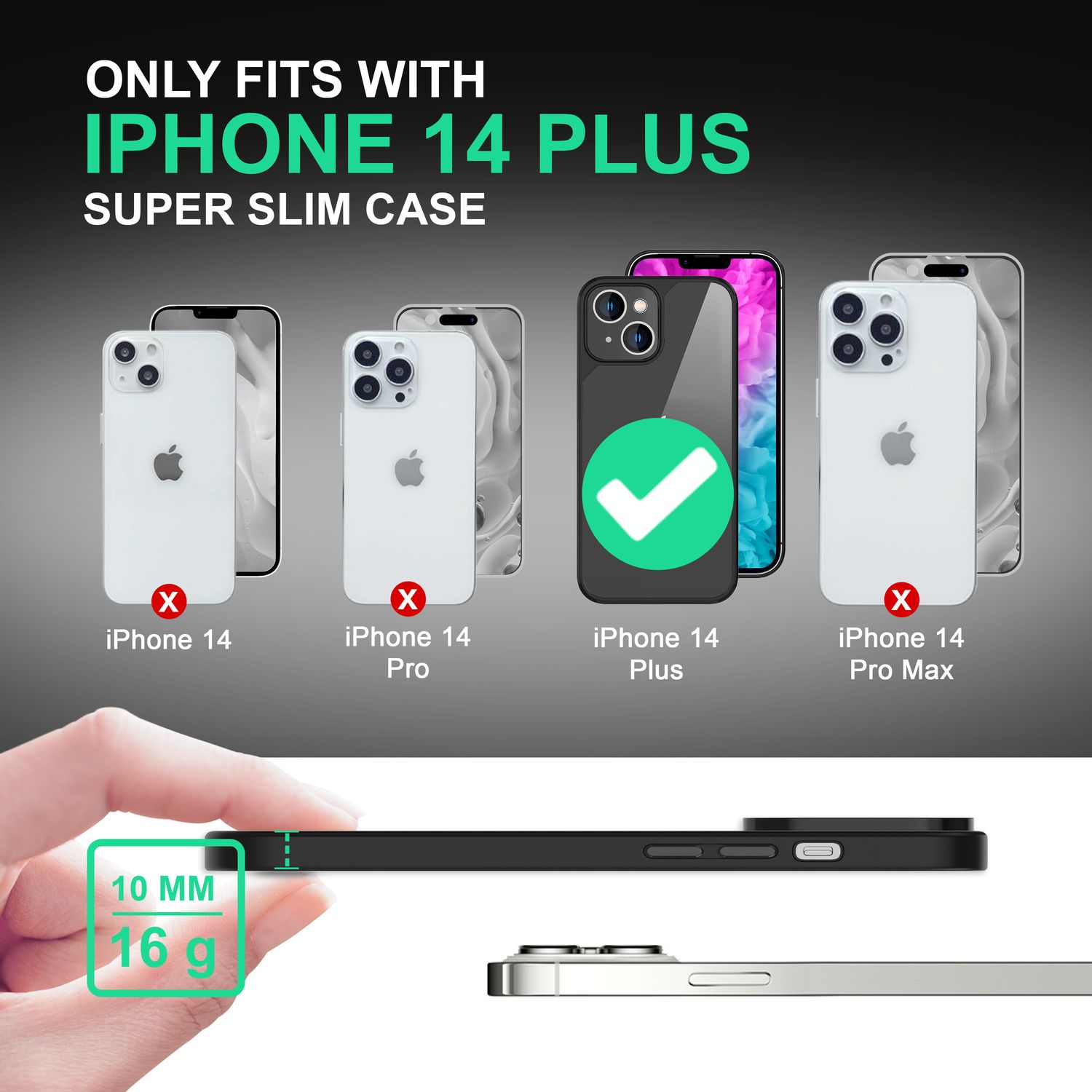 Für iPhone 14 Plus Hülle Klar Hybrid Durchsichtig Schutz Rahmen Handyhülle Cover Schwarz NALIA Protective Hülle