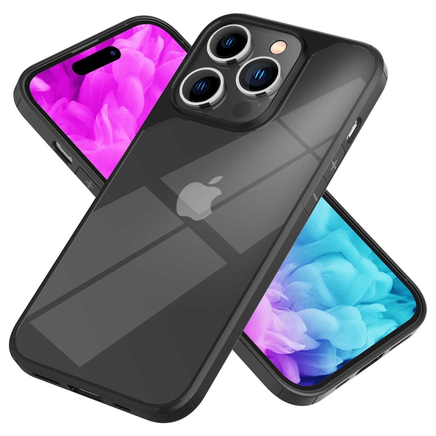 Hybrid Hülle für iPhone 14 Pro Max - Klar Transparent Acryl Cover Schutz Rahmen Schwarz NALIA Protective Hülle