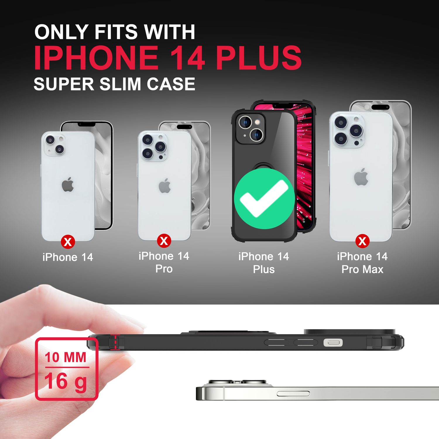 Für iPhone 14 Plus Hülle Ringhülle Klar Durchsichtig Schutz Rahmen Handyhülle Schwarz NALIA Protective Hülle