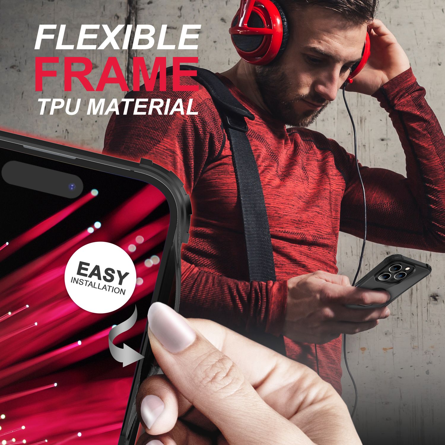 Ring Hülle für iPhone 14 Pro Max - Klar Transparent Schutz Rahmen 360° Ring Case Schwarz NALIA Protective Hülle