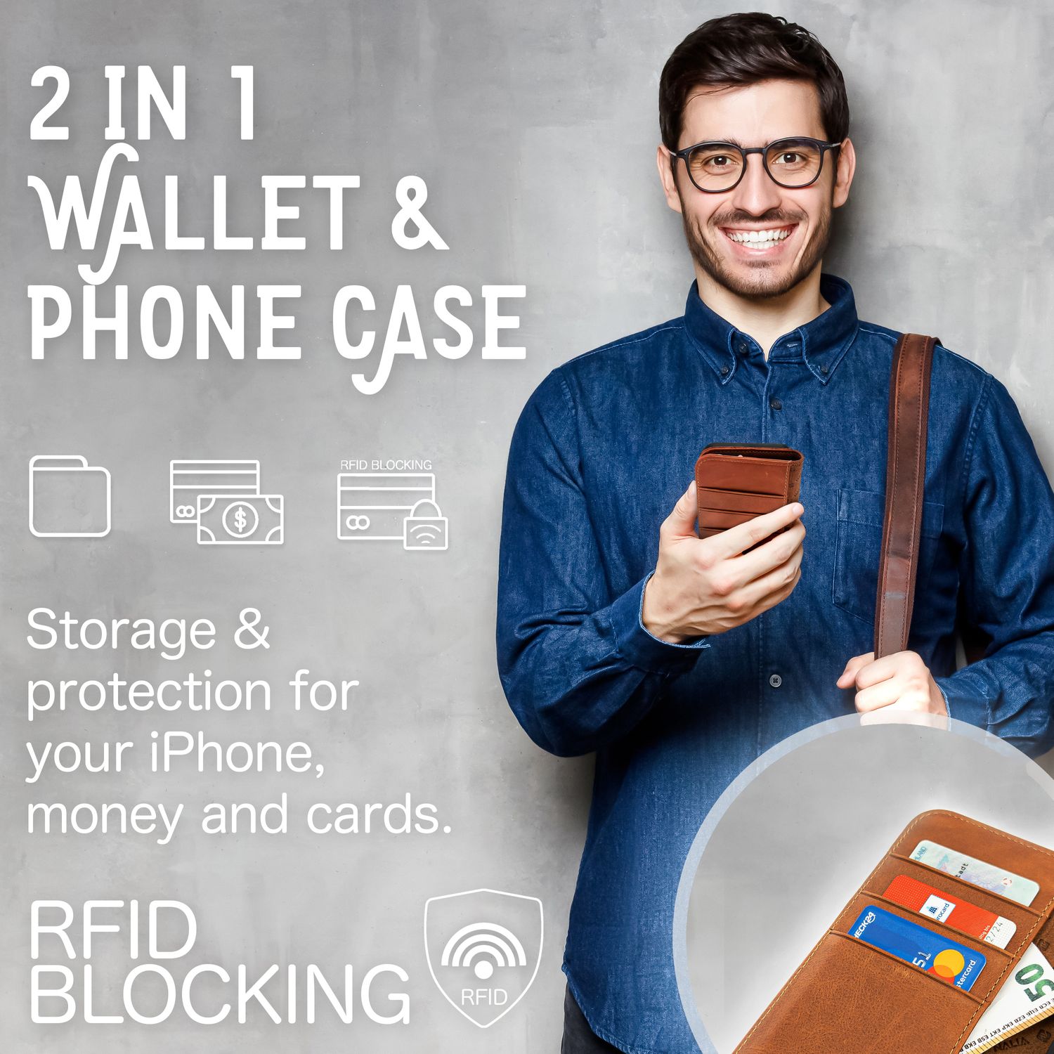 Echt Leder Hülle für iPhone 14, RFID Schutz Flipcase Klapphülle Etui Schutzhülle Braun NALIA Protective Hülle