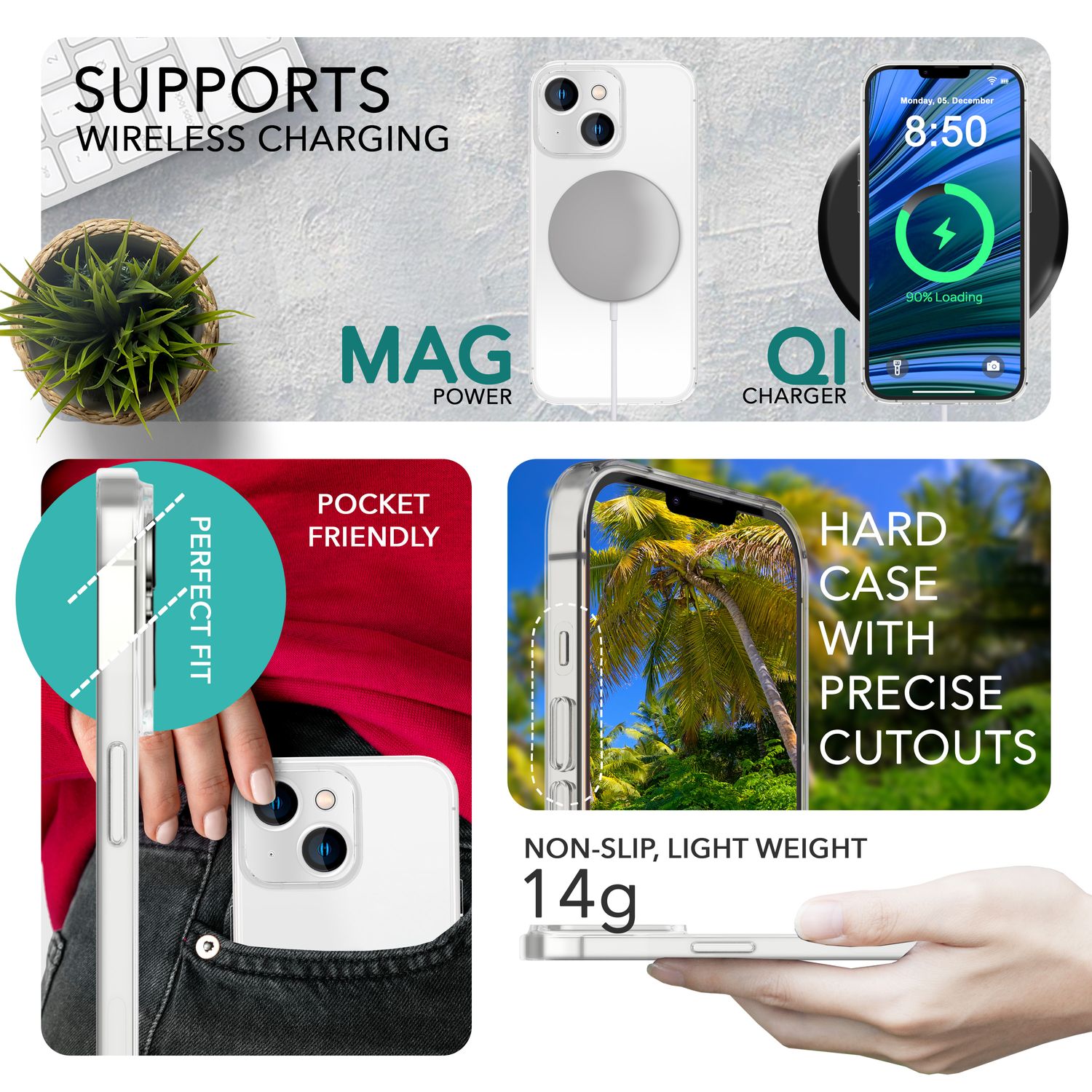 Ultra Dünne Hülle für iPhone 14 Plus, Slim 0,3mm Durchsichtig Schutz Handyhülle Weiß NALIA SlimFit Hülle